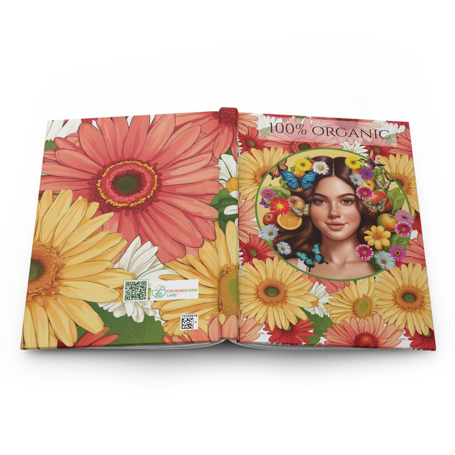 100% Organic Gerber Joy2 Plant Garden & Vegan Hardcover Journal, Matte 150 pages, May be PERSONALIZED