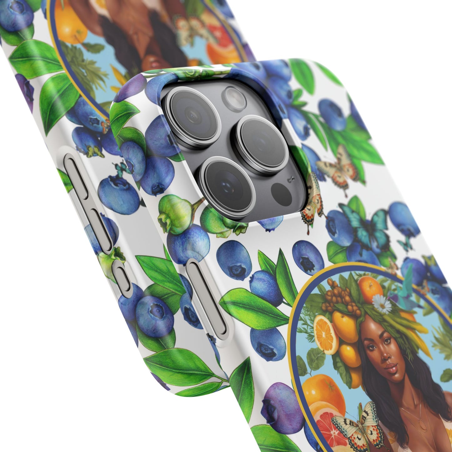 Organically Me Blueberry Plant B Garden Snap Phone Case with Black Woman, for iPhone and Android