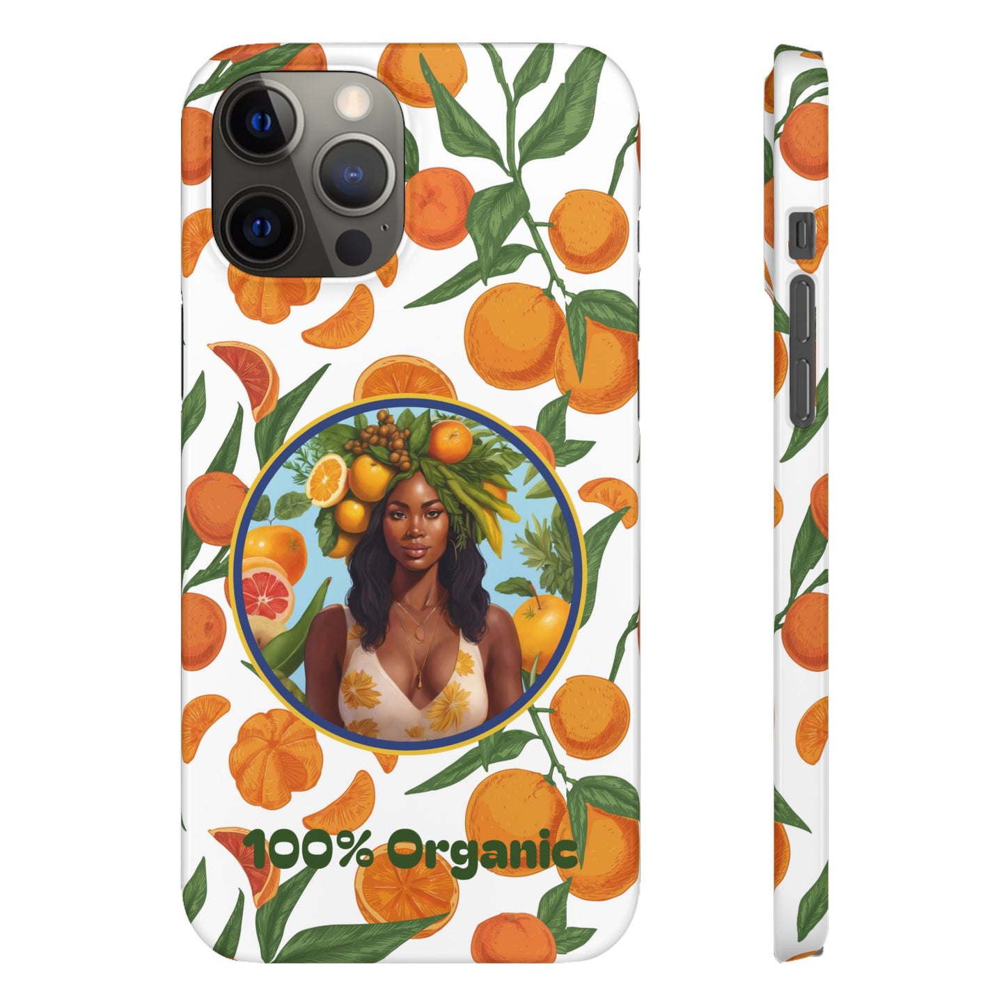 100% Organic Orange Plant Garden Snap Phone Case with Black Woman, Veggie Chic for Androids and iPhone models