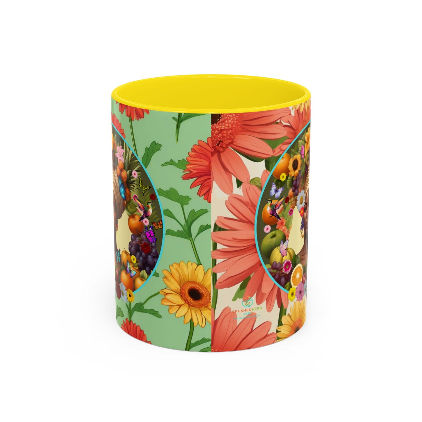 100% Organic Daisy Joy Plant Garden Vegan Ceramic Plant Mug, Black Woman Double Sided (11oz) 8 Color Combos