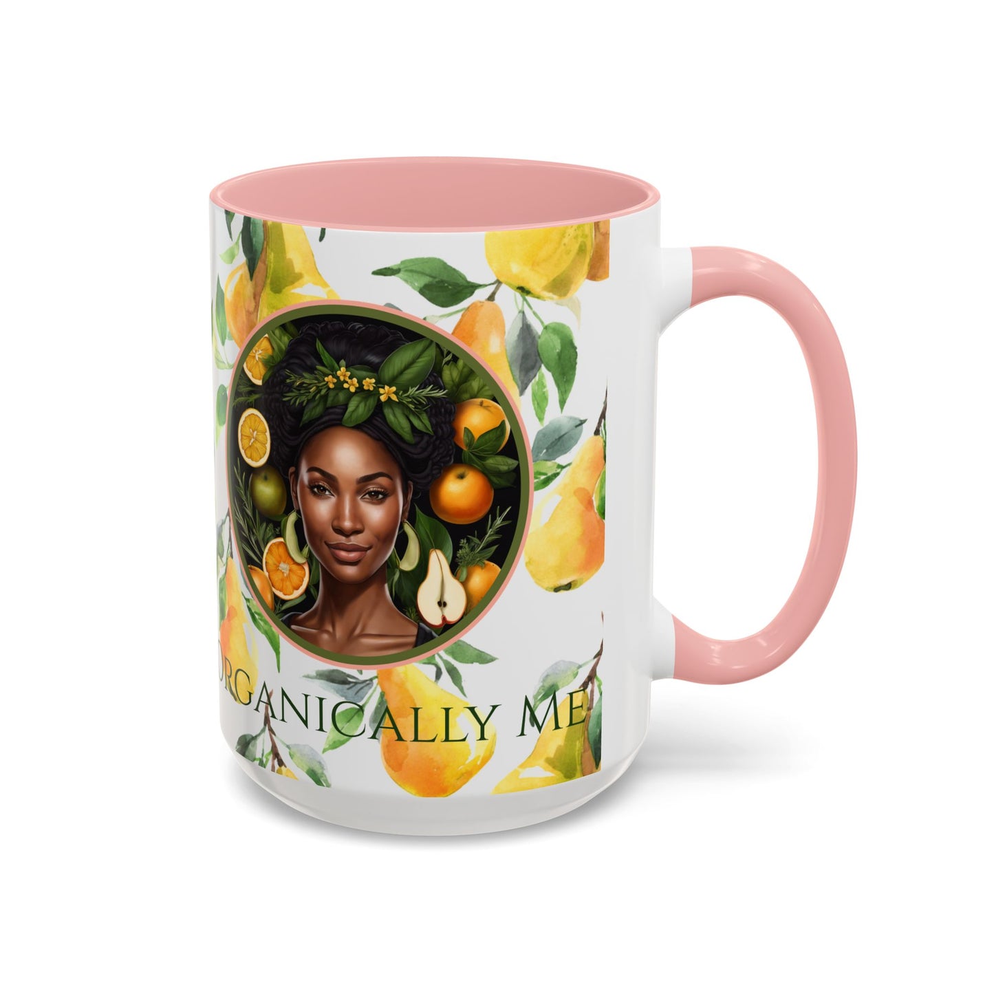 Organically Me Yellow Pear Plant Garden Vegan Ceramic Plant Mug with Black woman (11oz) 8 Color Combos