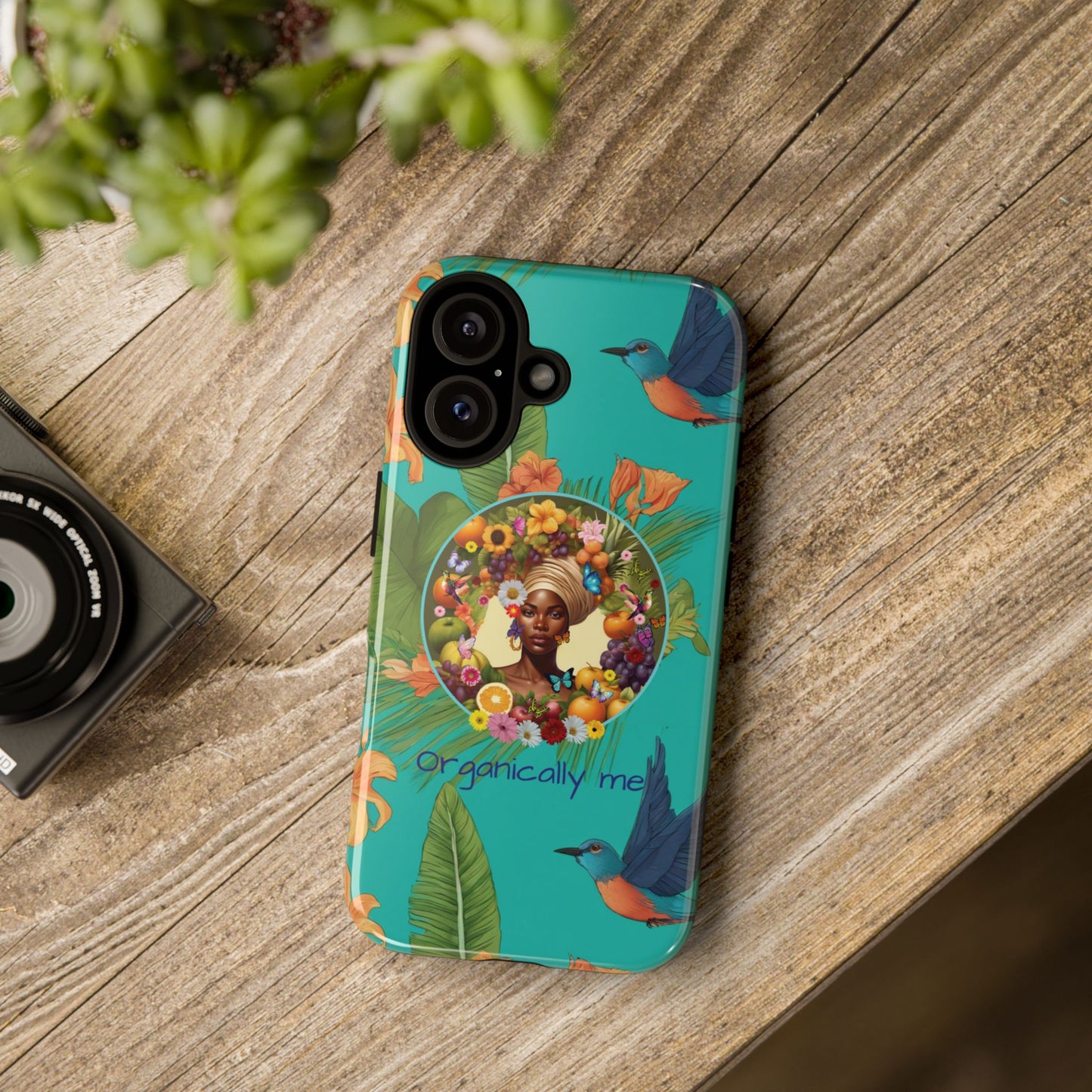 Organically Me A Caribbean Gina Hibiscus Garden: Tough iPhone 16 Case with Eco Garden Plant Vibe and Black Woman