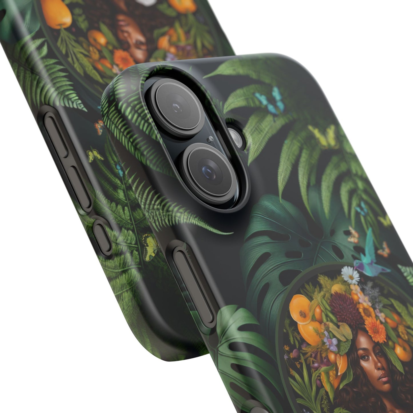 100% Organic A Fern Monstera Plant Garden Snap Phone Case with Black Woman, for iPhone and Android Models