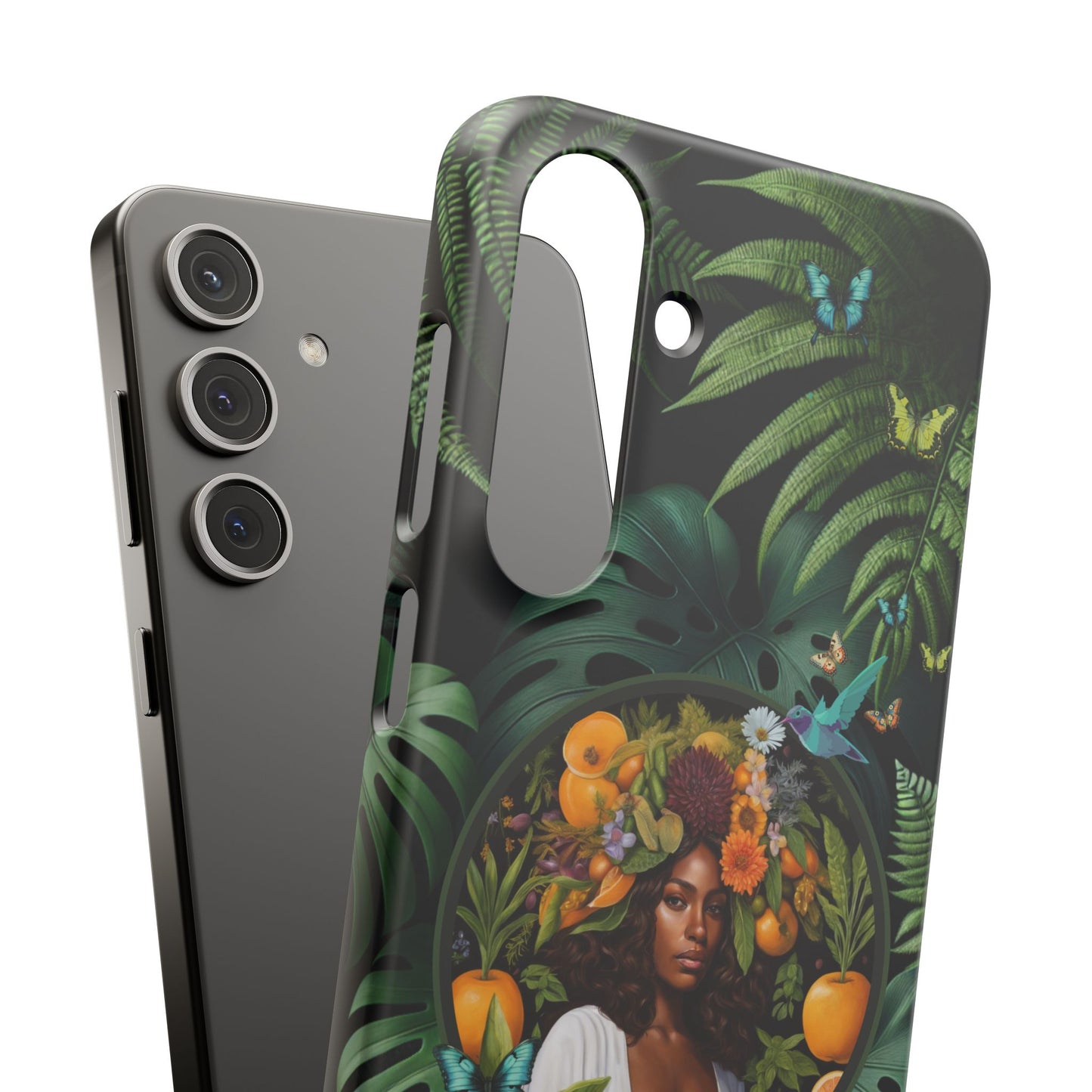 100% Organic A Fern Monstera Plant Garden Snap Phone Case with Black Woman, for iPhone and Android Models