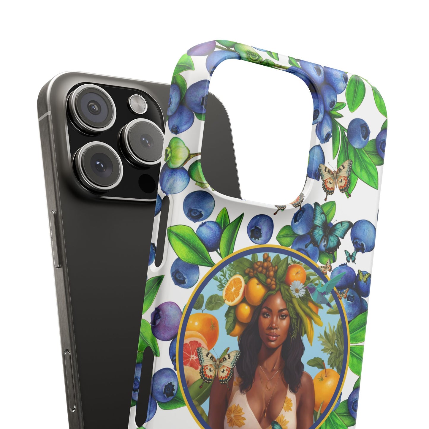 Organically Me Blueberry Plant B Garden Snap Phone Case with Black Woman, for iPhone and Android