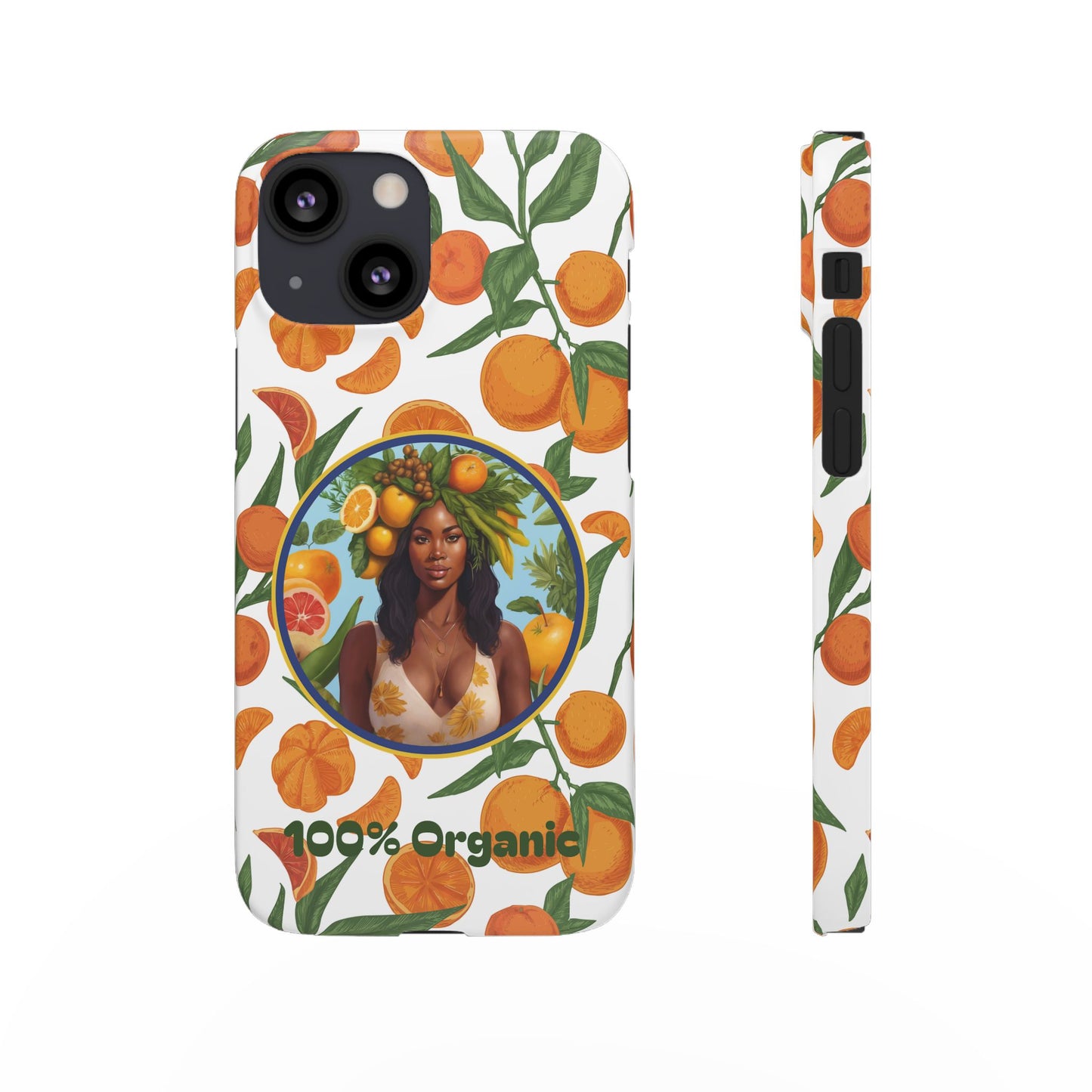 100% Organic Orange Plant Garden Snap Phone Case with Black Woman, Veggie Chic for Androids and iPhone models