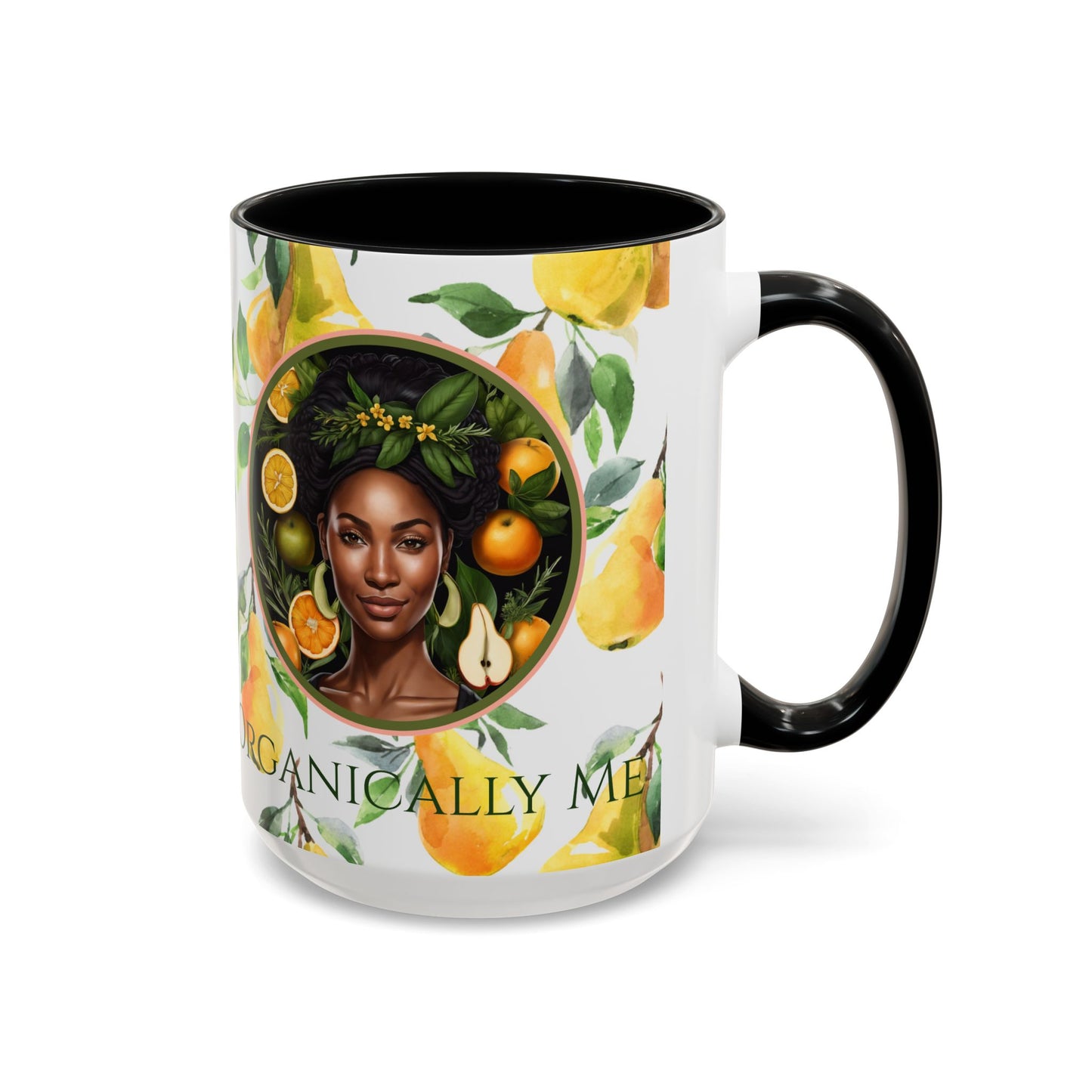 Organically Me Yellow Pear Plant Garden Vegan Ceramic Plant Mug with Black woman (11oz) 8 Color Combos