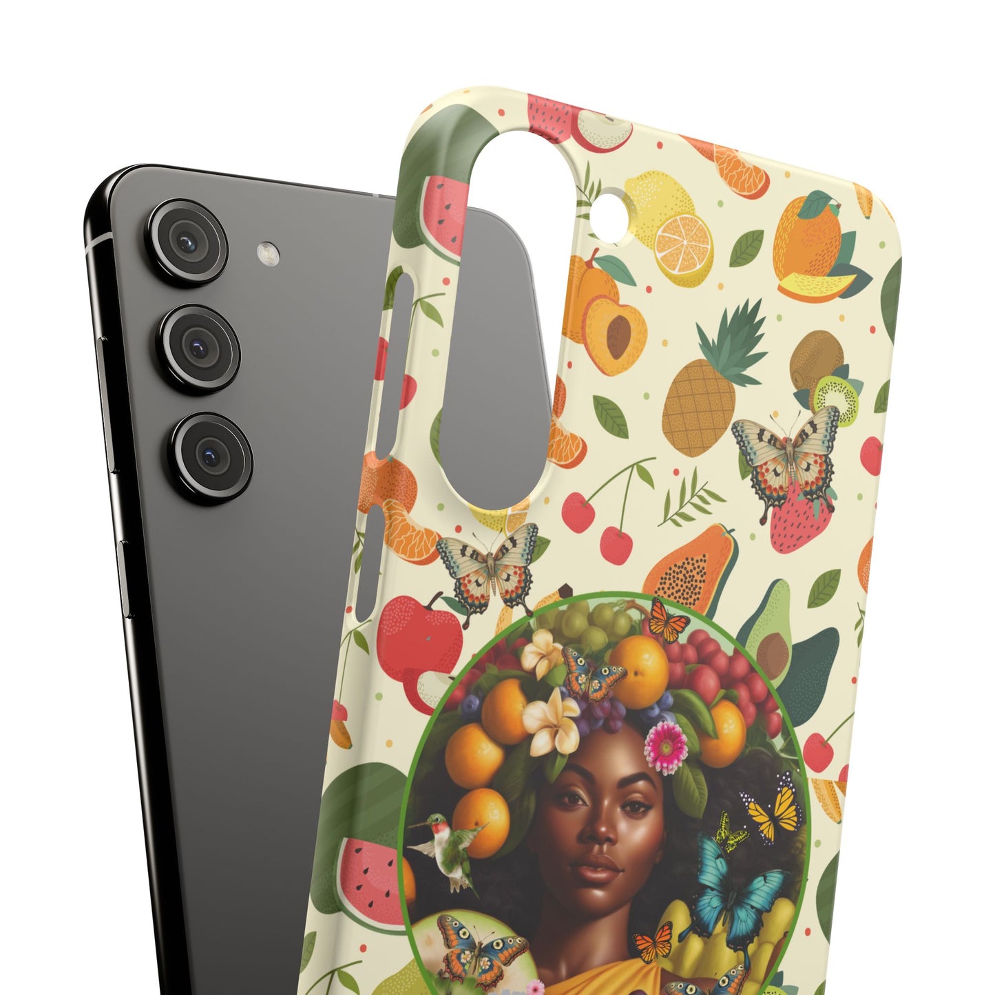 Organically Me Fruit & Veggie Queen Plant Garden Snap Phone Case with Black Woman, for iPhone and Android