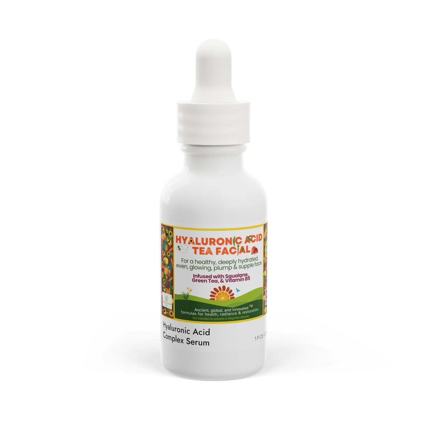 1 oz Hyaluronic Acid Tea Facial Infused with Squalane, Vitamin B5 and Green Tea Leaf for Hydrated, Radiant, Even, Plump, & Smooth Skin