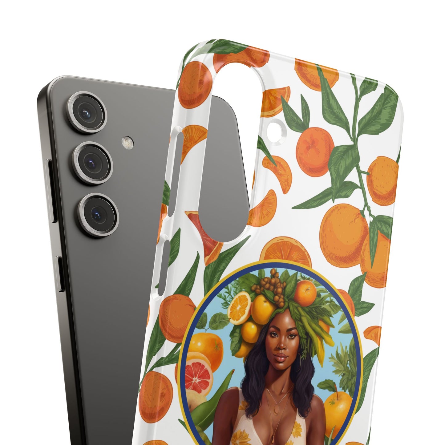 100% Organic Orange Plant Garden Snap Phone Case with Black Woman, Veggie Chic for Androids and iPhone models