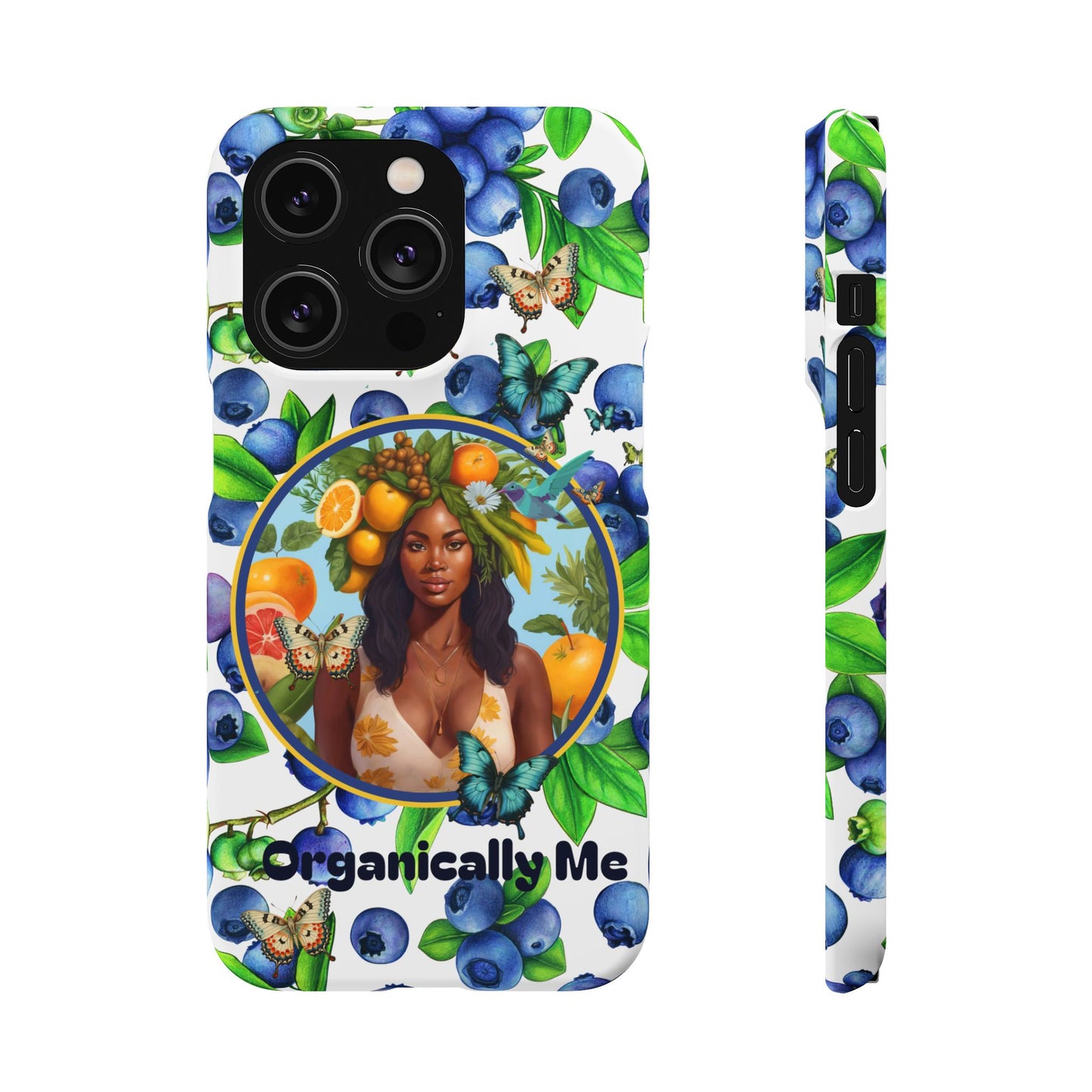 Organically Me Blueberry Plant B Garden Snap Phone Case with Black Woman, for iPhone and Android