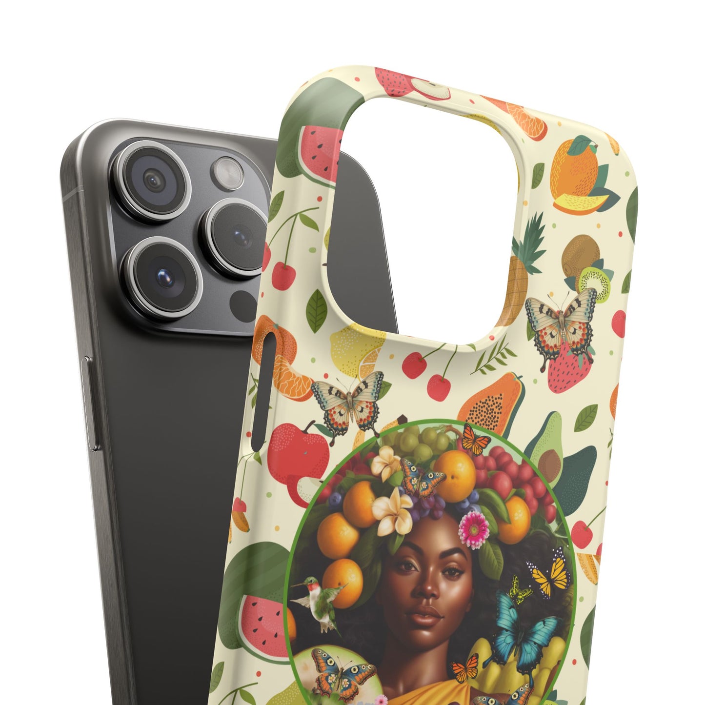 Organically Me Fruit & Veggie Queen Plant Garden Snap Phone Case with Black Woman, for iPhone and Android