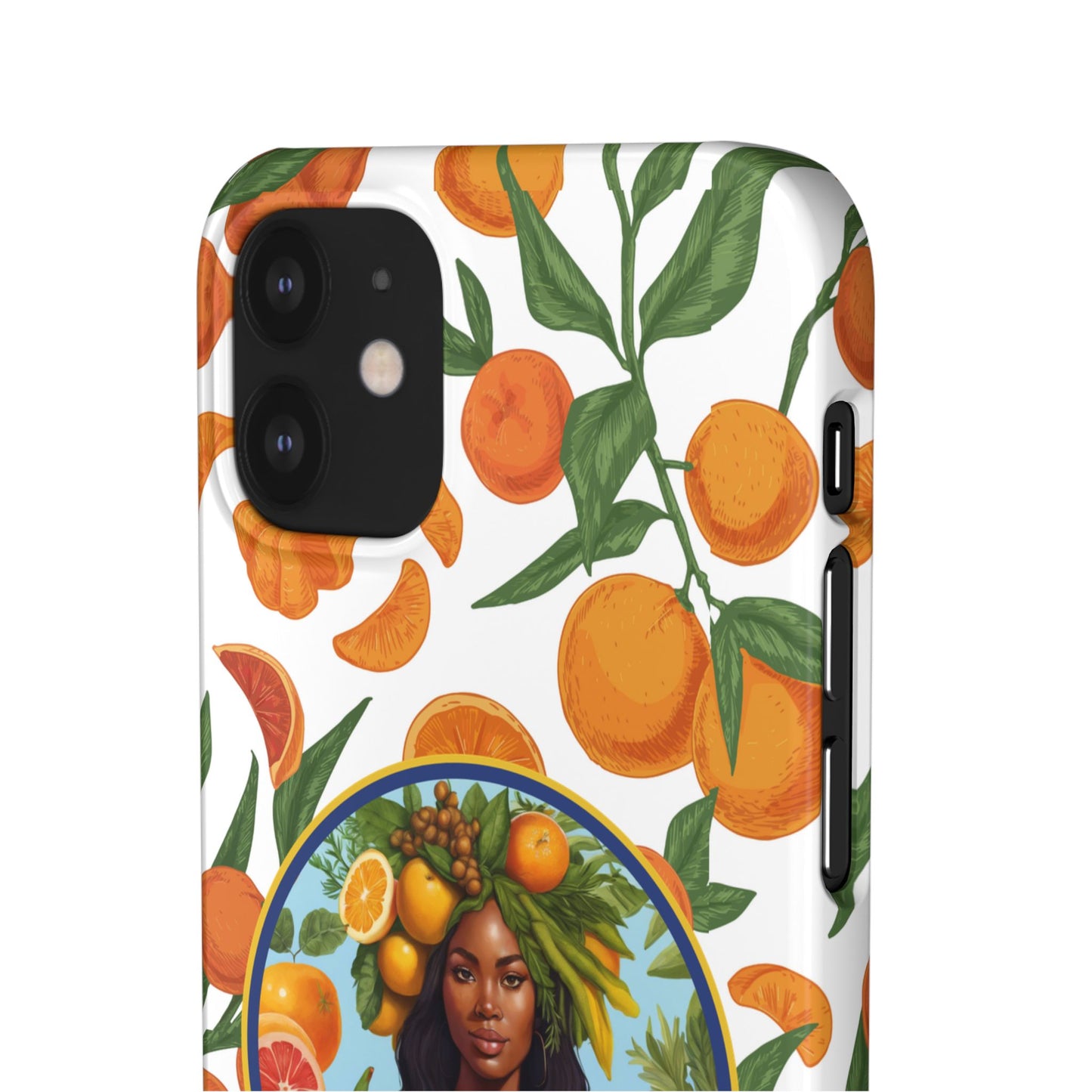 100% Organic Orange Plant Garden Snap Phone Case with Black Woman, Veggie Chic for Androids and iPhone models