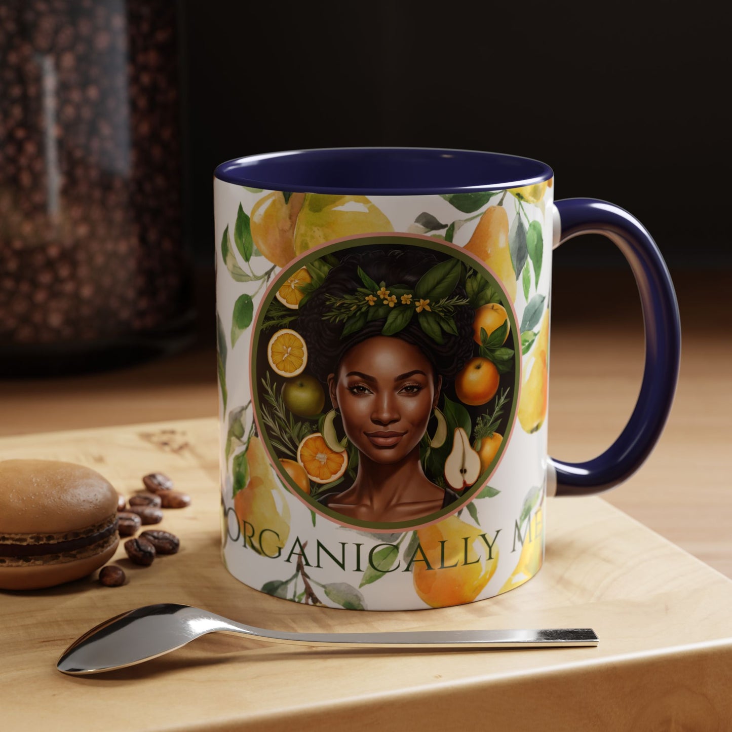 Organically Me Yellow Pear Plant Garden Vegan Ceramic Plant Mug with Black woman (11oz) 8 Color Combos