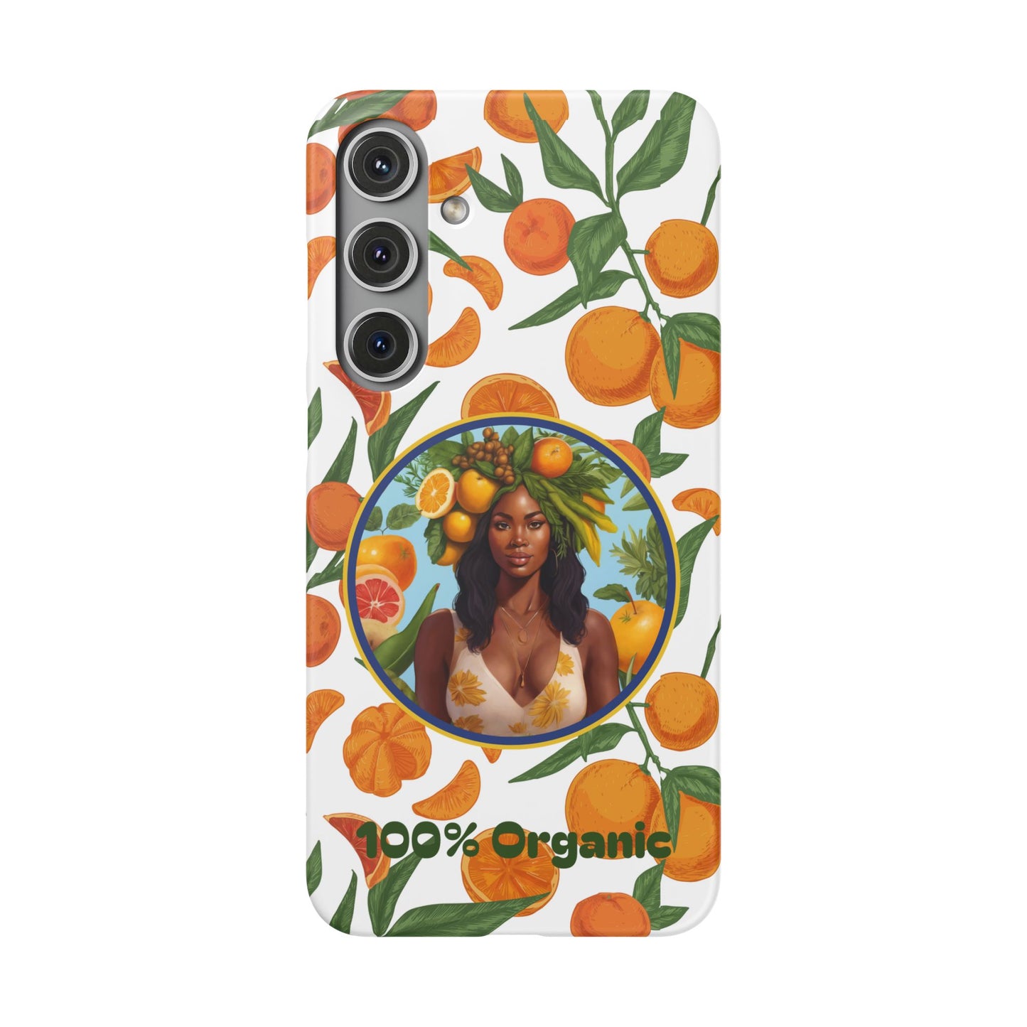 100% Organic Orange Plant Garden Snap Phone Case with Black Woman, Veggie Chic for Androids and iPhone models