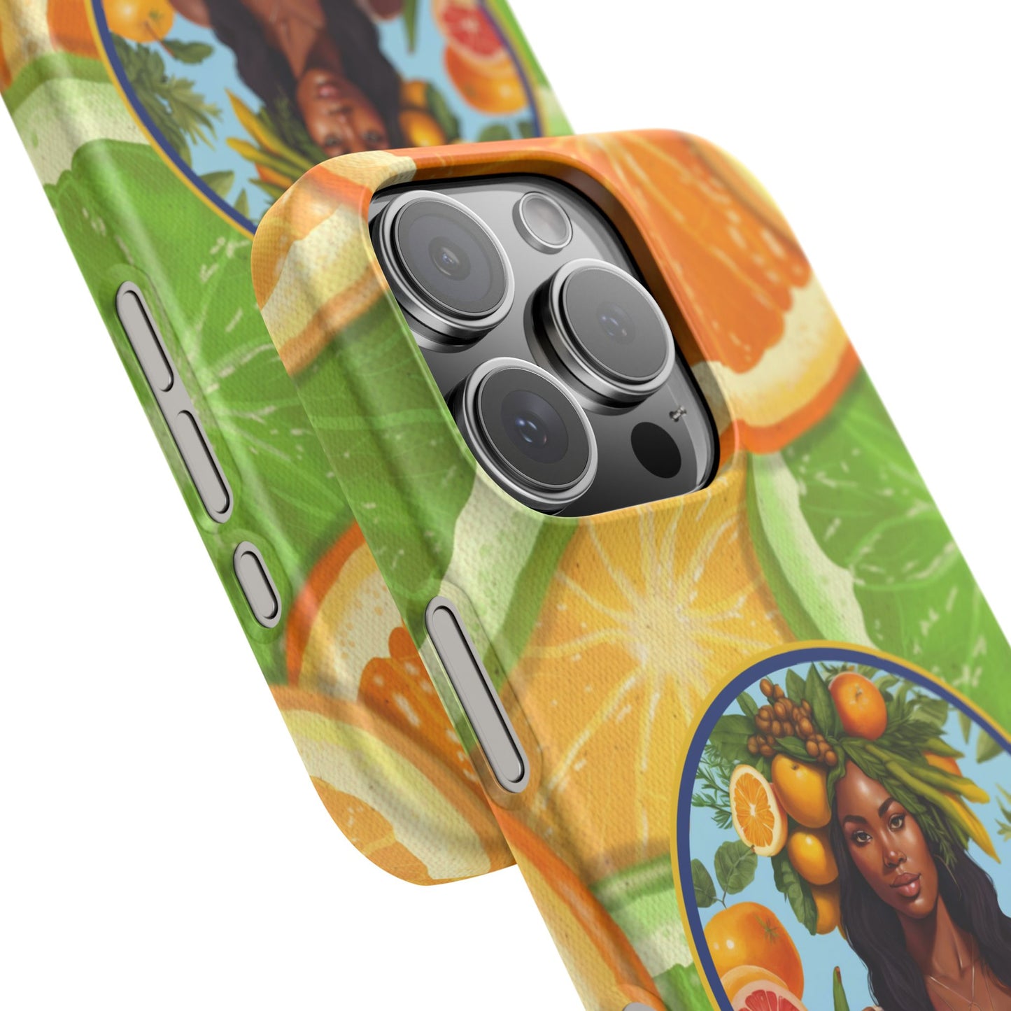 Organically Me Citrus Fruits Garden Snap Phone Case with Black Woman, Veggie Chic for Androids and iPhone models
