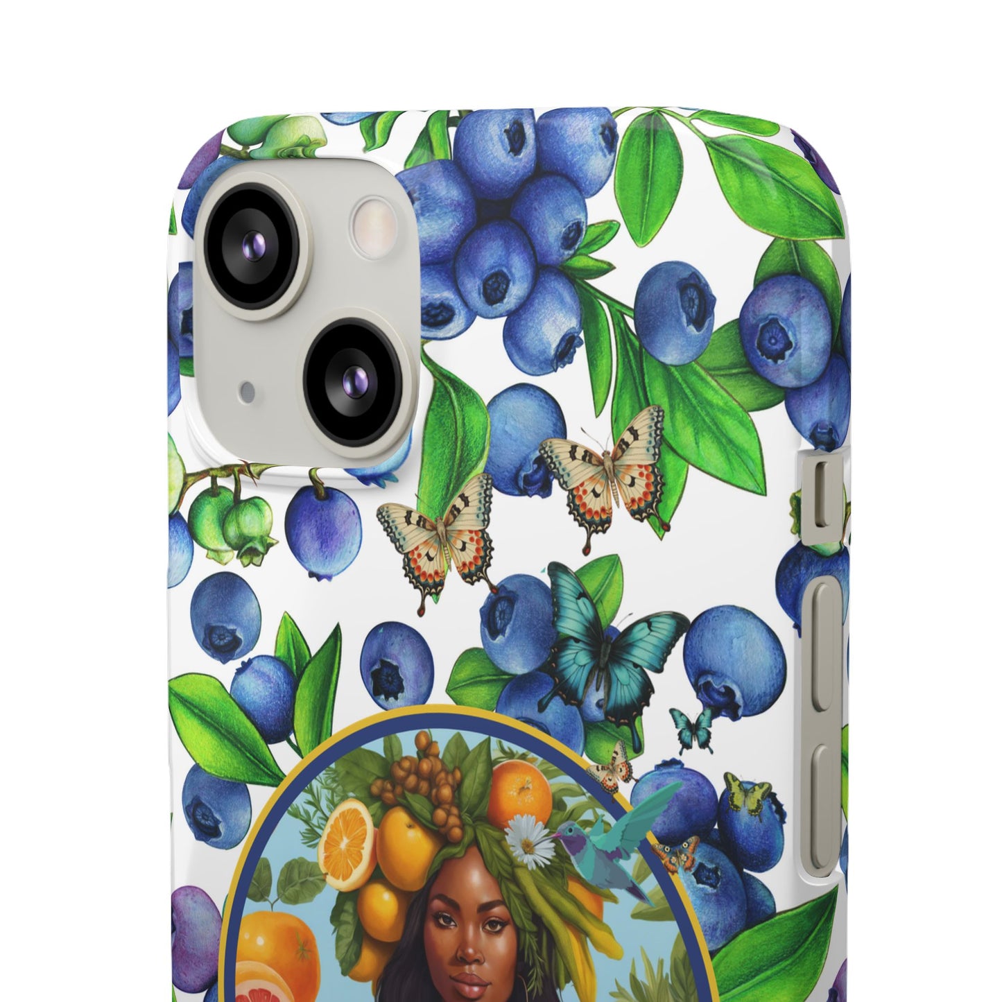 Organically Me Blueberry Plant B Garden Snap Phone Case with Black Woman, for iPhone and Android