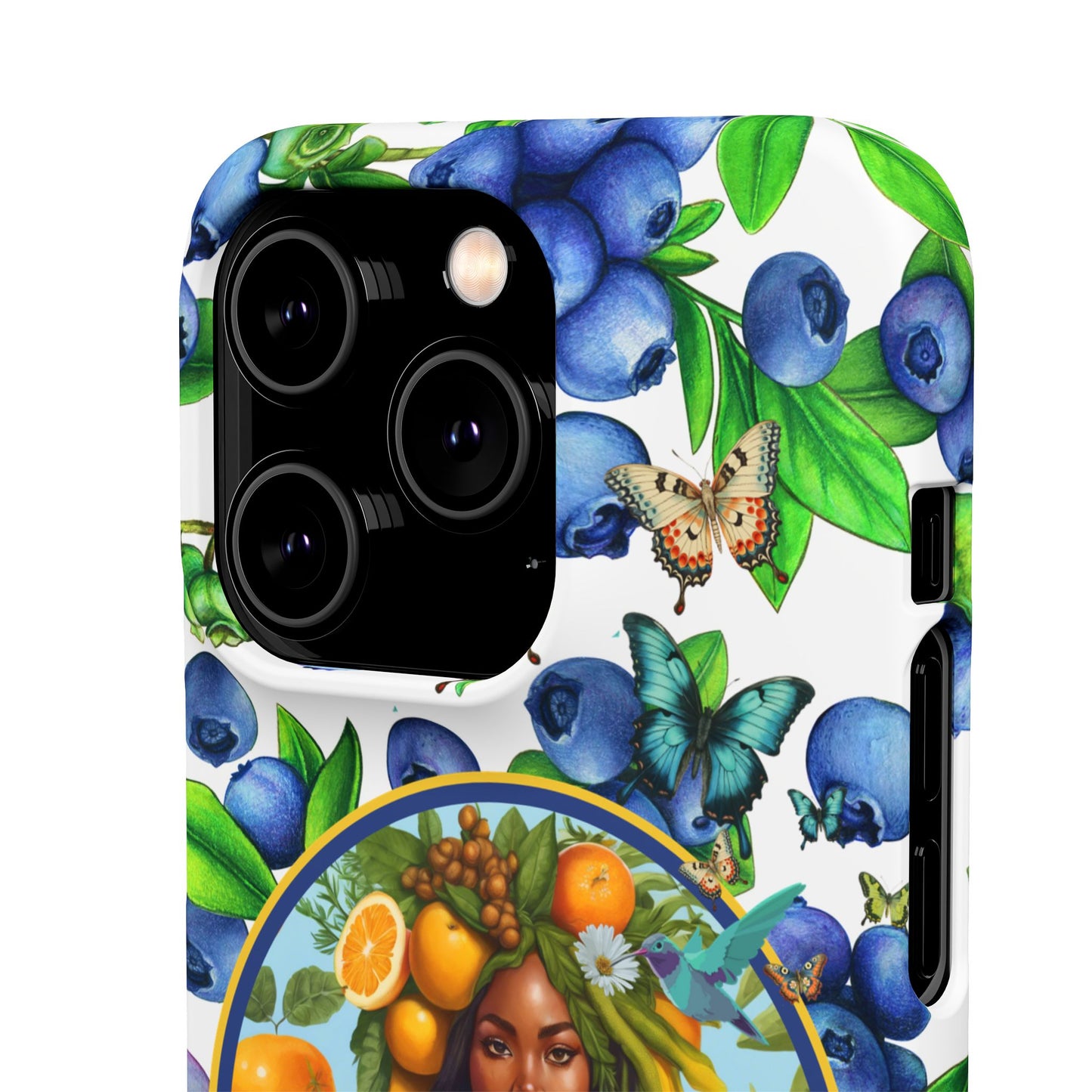Organically Me Blueberry Plant B Garden Snap Phone Case with Black Woman, for iPhone and Android