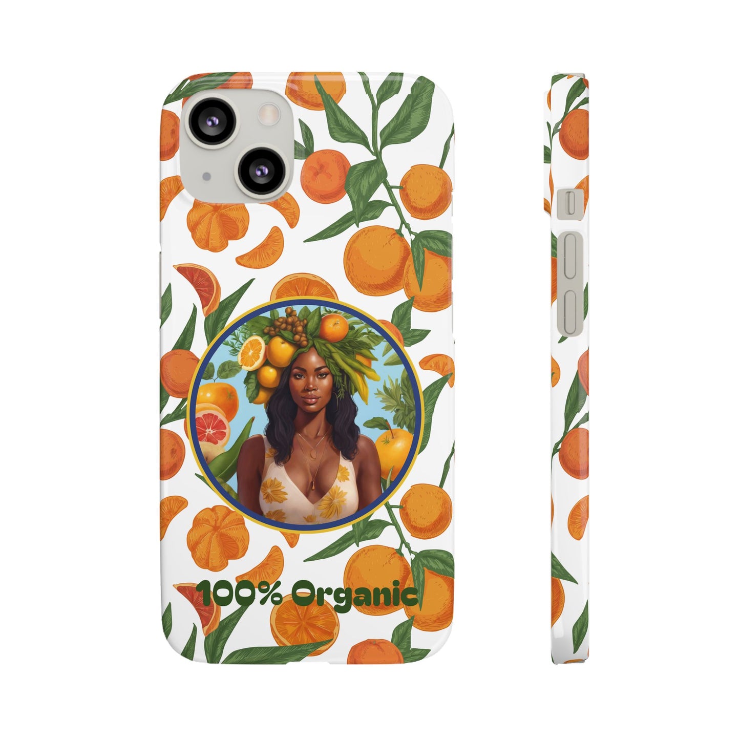 100% Organic Orange Plant Garden Snap Phone Case with Black Woman, Veggie Chic for Androids and iPhone models