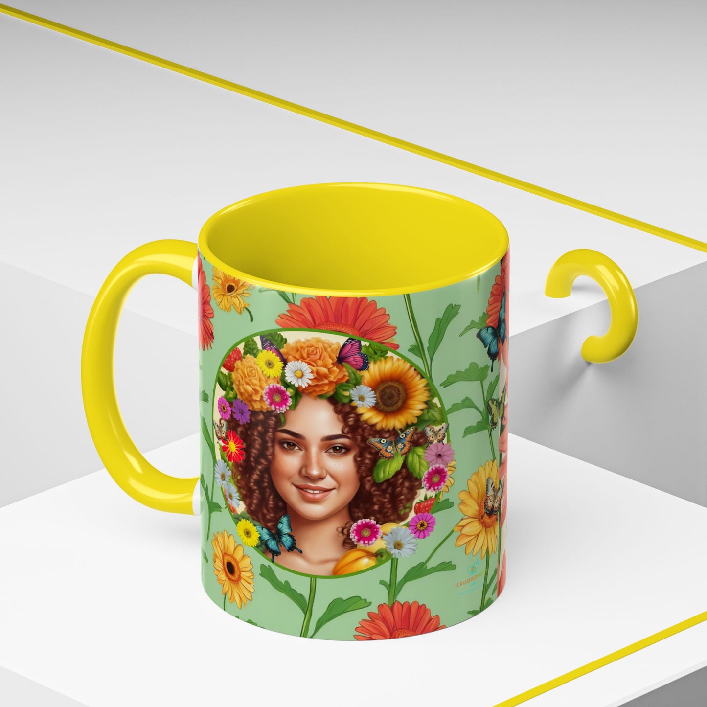 100% Organic Daisy Joy2 Plant Garden Vegan Ceramic Plant Mug Double Sided (11oz) 8 Color Combos