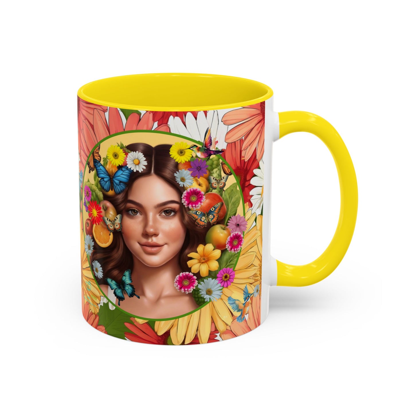 100% Organic Gerber Joy3 Plant Garden Vegan Ceramic Plant Mug with Woman (11oz) 8 Color Combos