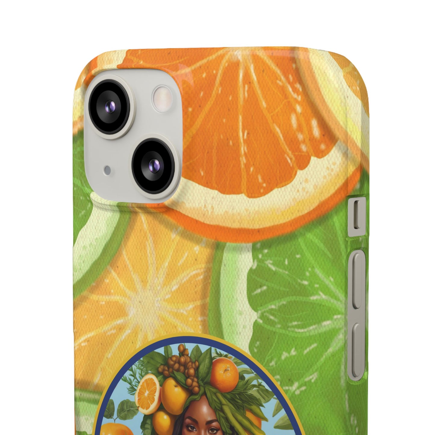 Organically Me Citrus Fruits Garden Snap Phone Case with Black Woman, Veggie Chic for Androids and iPhone models