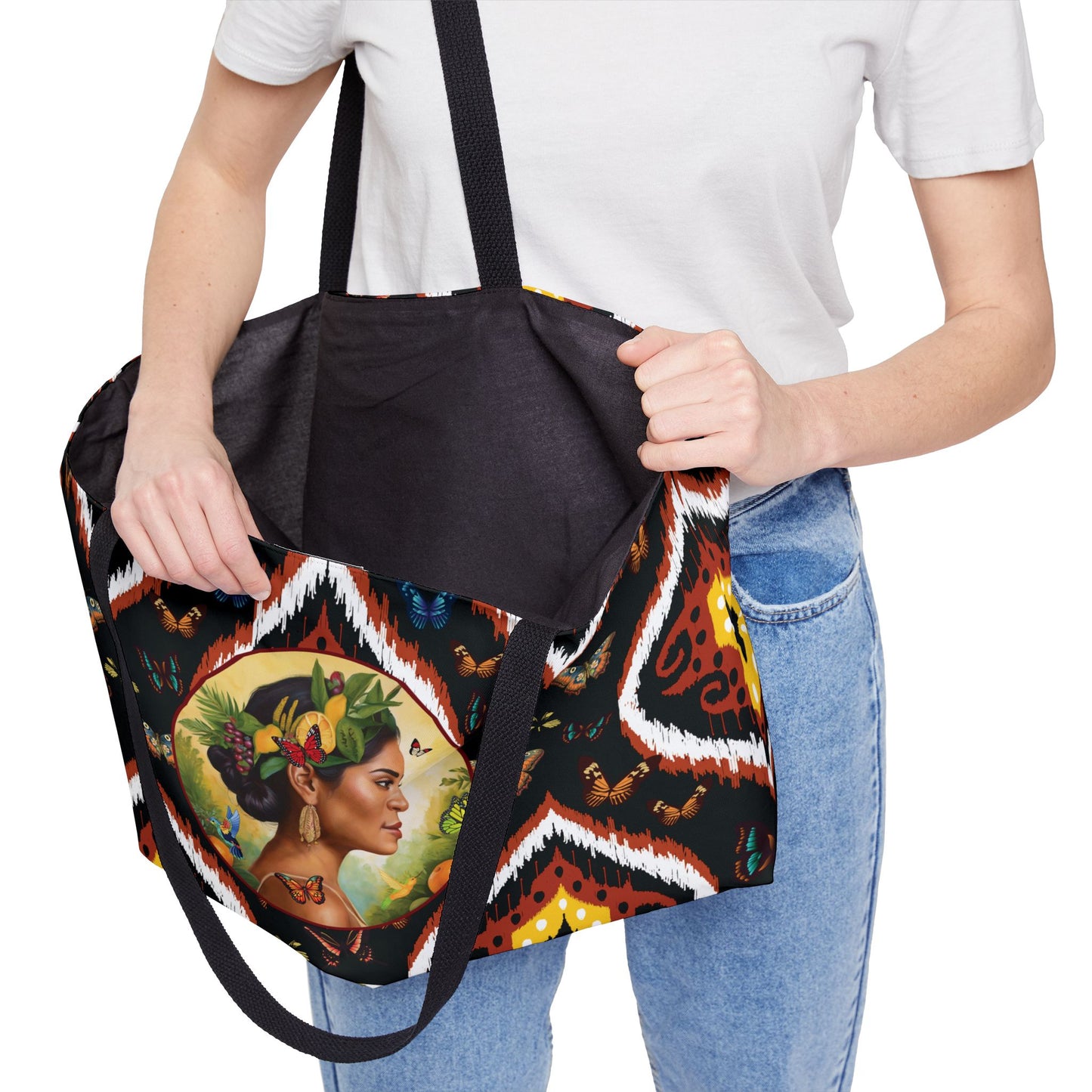 Organically Me B2Tribal Butterfly Monarch Queen Karmon Garden & Plant-themed Weekender Tote Bag, workout bag, yoga bag