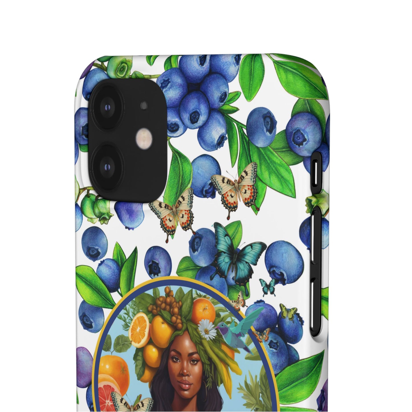 Organically Me Blueberry Plant B Garden Snap Phone Case with Black Woman, for iPhone and Android