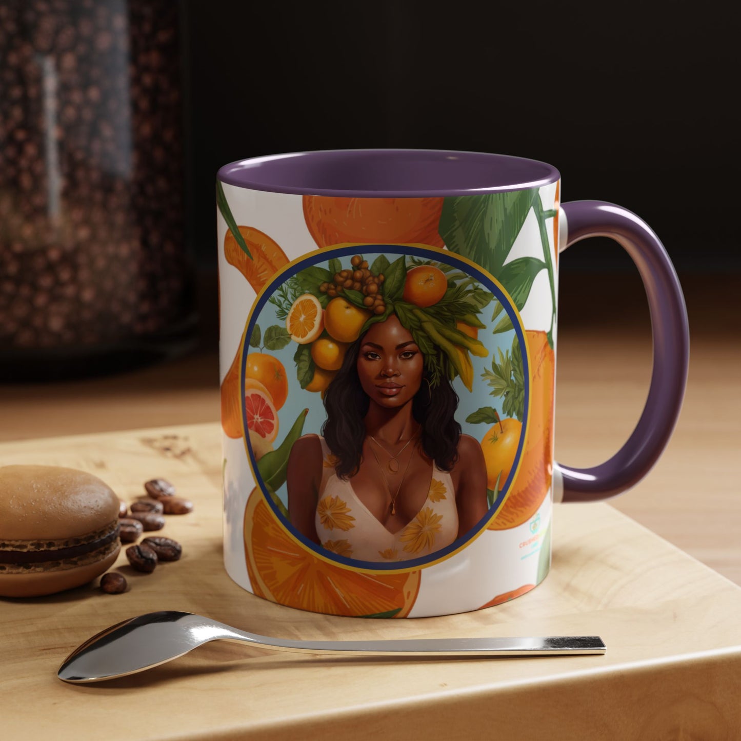 100% Organic Orange Plant Garden Vegan Ceramic Plant Mug with Black woman (11oz) 8 Color Combos