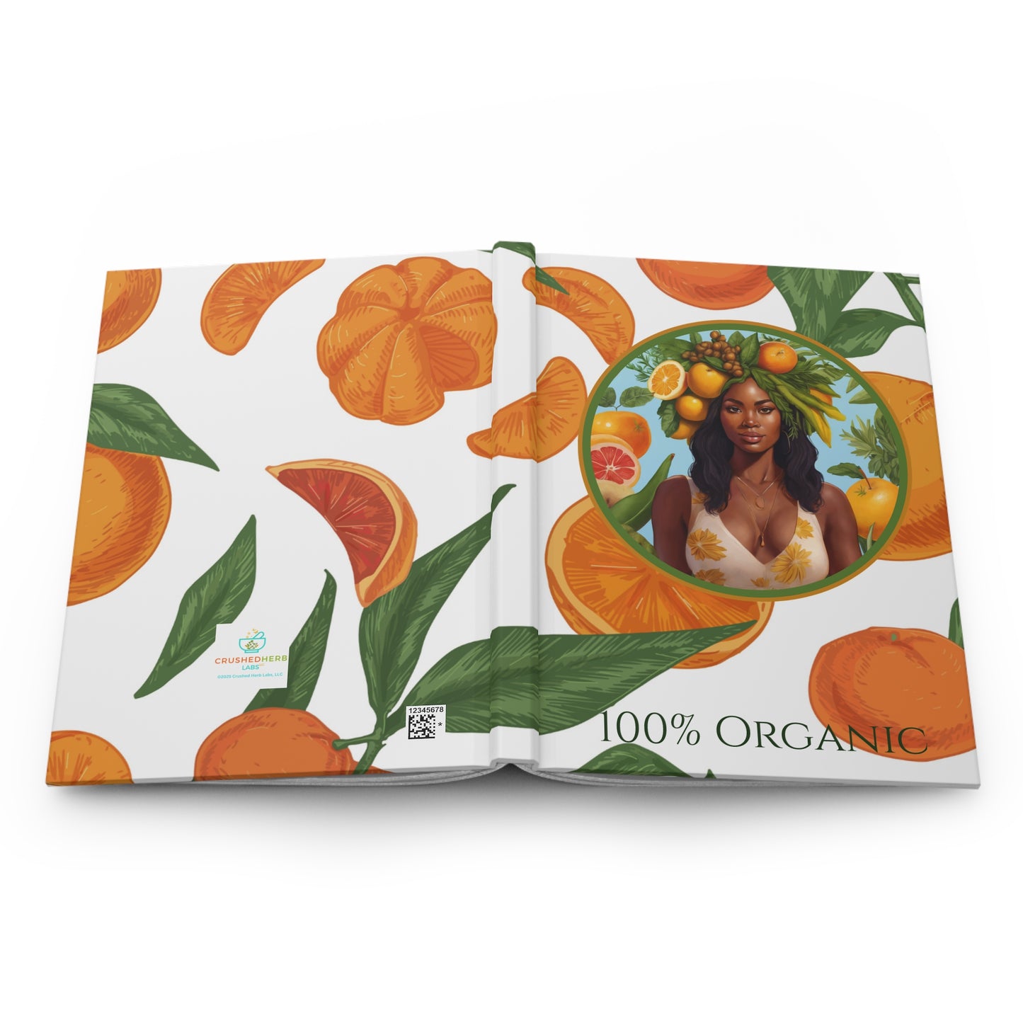 100% Organic Orange Plant, Garden & Vegan Hardcover Journal, Matte 150 pages, Black women