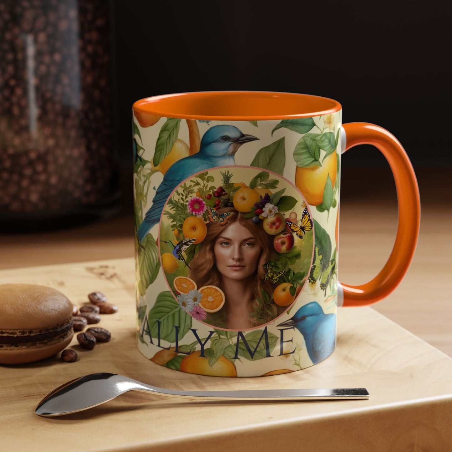 Organically Me A Lemon Bluebird Leda Plant Garden Vegan Ceramic Plant Mug with Black woman (11oz) 8 Color Combos