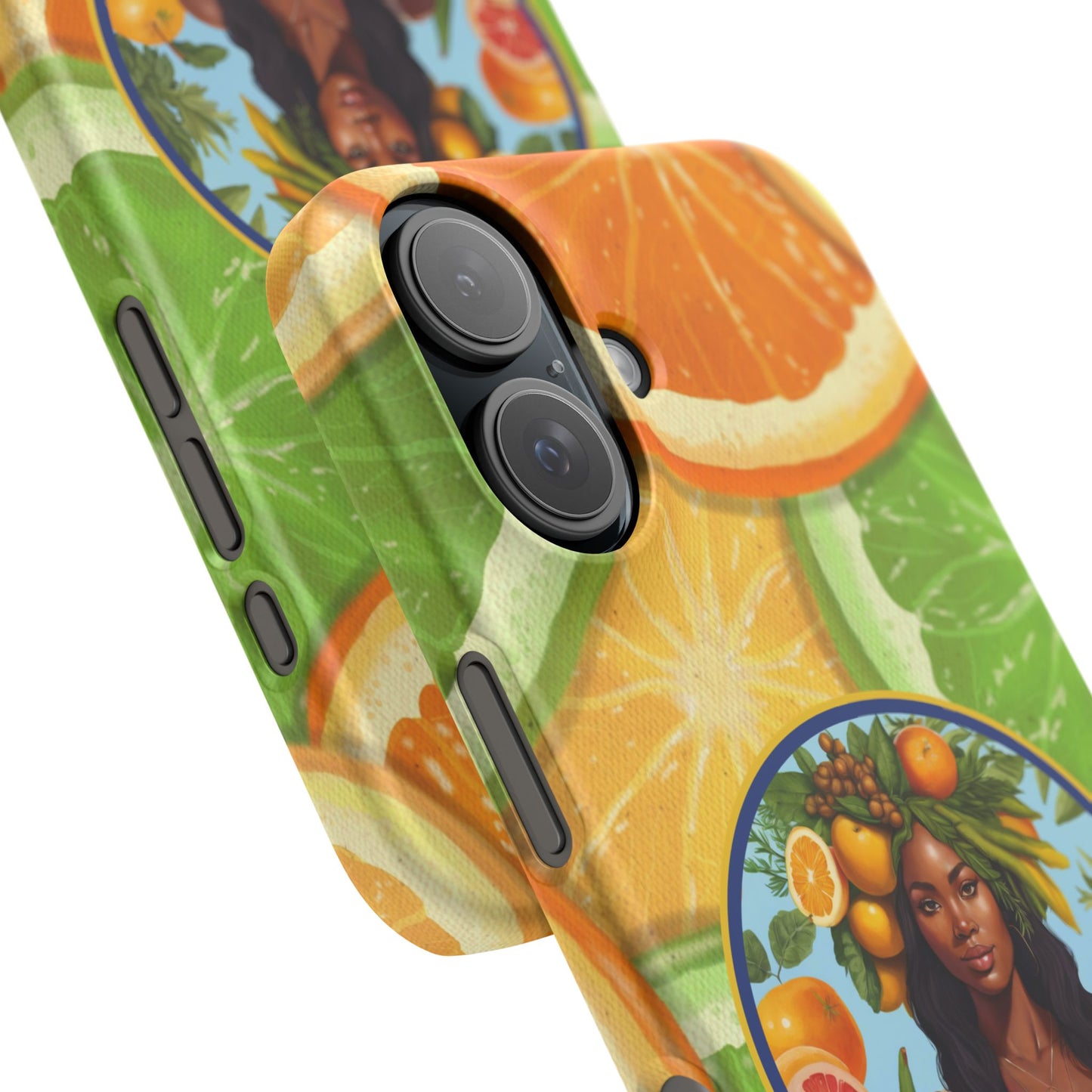 Organically Me Citrus Fruits Garden Snap Phone Case with Black Woman, Veggie Chic for Androids and iPhone models