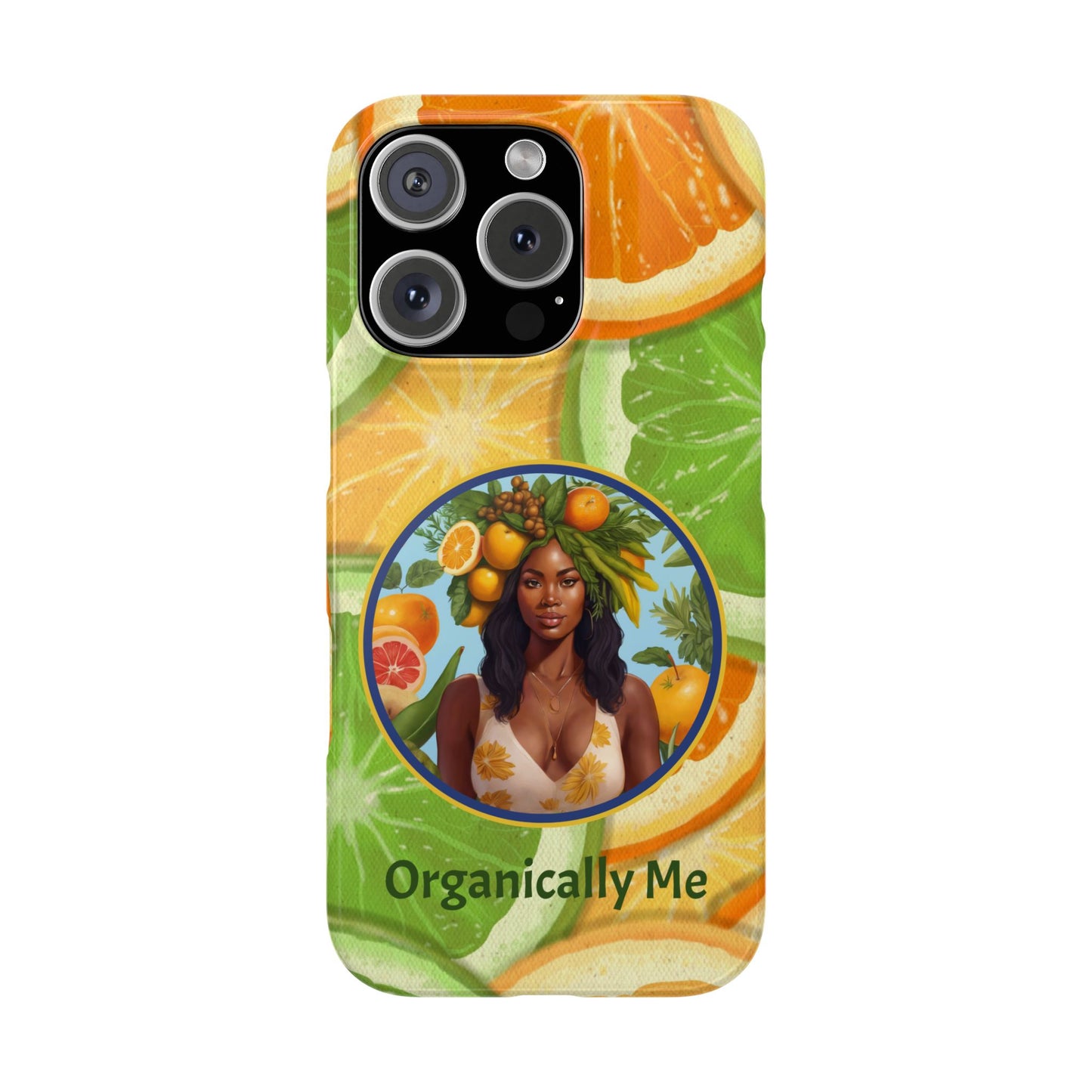 Organically Me Citrus Fruits Garden Snap Phone Case with Black Woman, Veggie Chic for Androids and iPhone models