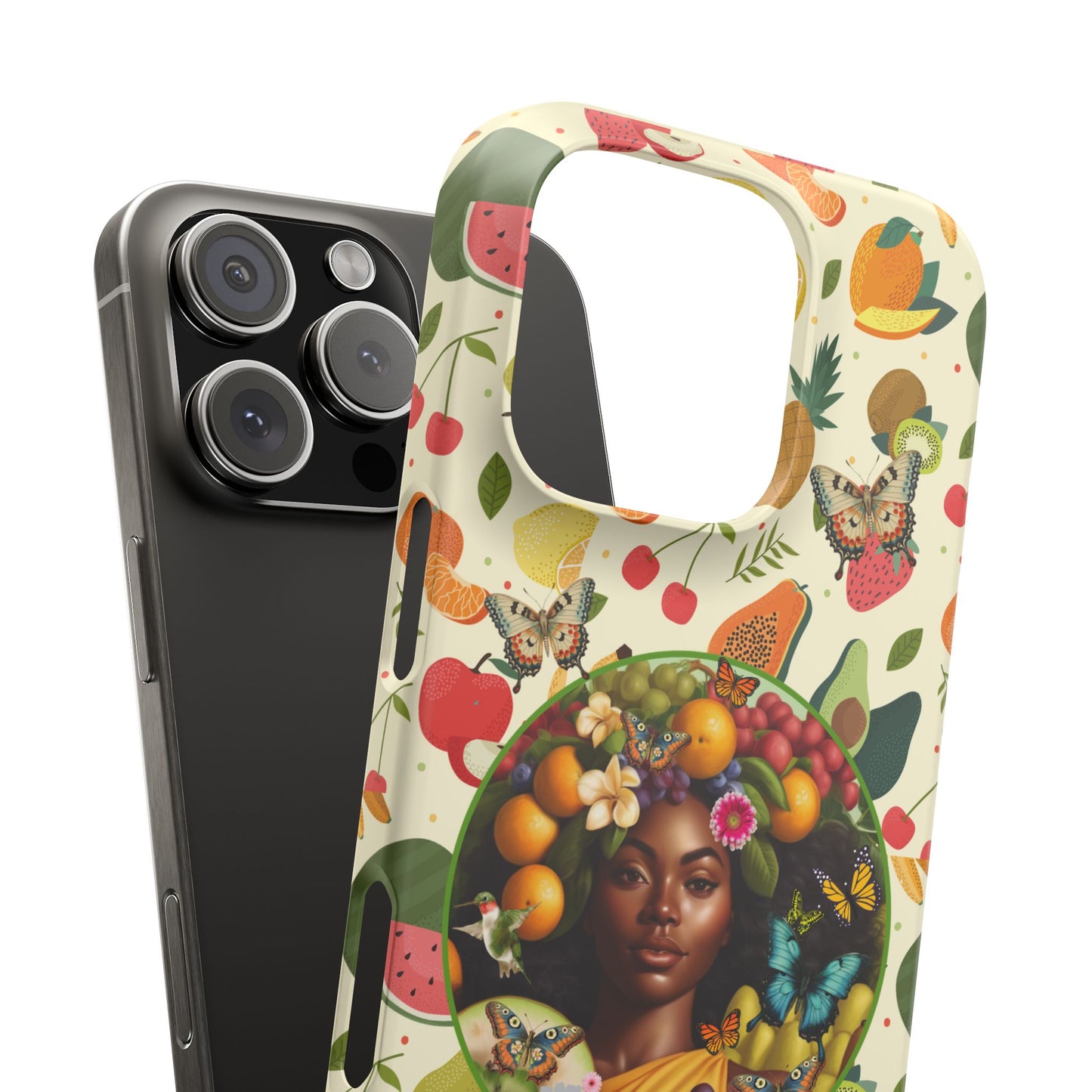 Organically Me Fruit & Veggie Queen Plant Garden Snap Phone Case with Black Woman, for iPhone and Android