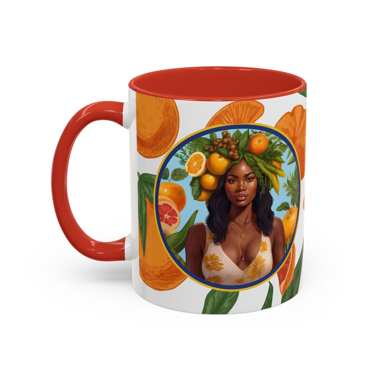 100% Organic Orange Plant Garden Vegan Ceramic Plant Mug with Black woman (11oz) 8 Color Combos
