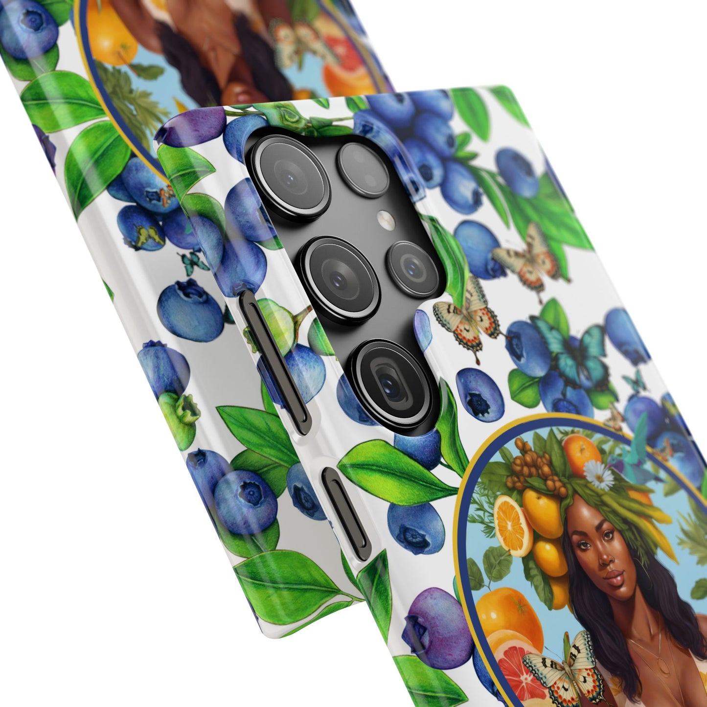 Organically Me Blueberry Plant B Garden Snap Phone Case with Black Woman, for iPhone and Android