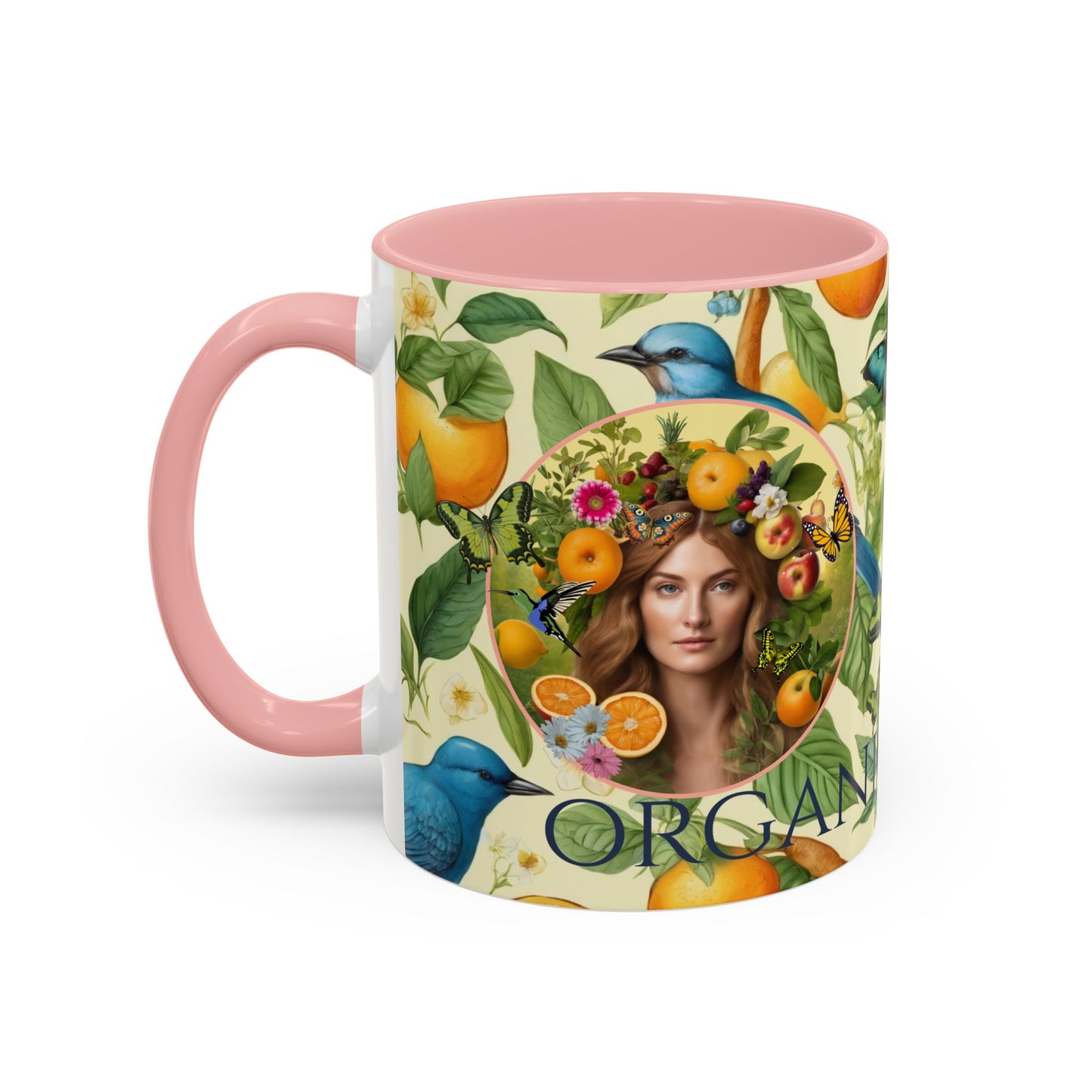 Organically Me A Lemon Bluebird Leda Plant Garden Vegan Ceramic Plant Mug with Black woman (11oz) 8 Color Combos