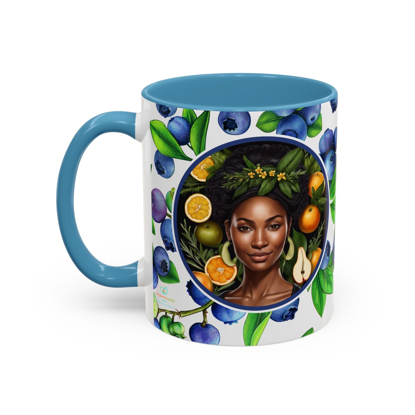 Organically Me Blueberry Plant Garden Vegan Ceramic Plant Mug with Black woman (11oz) 8 Color Combos