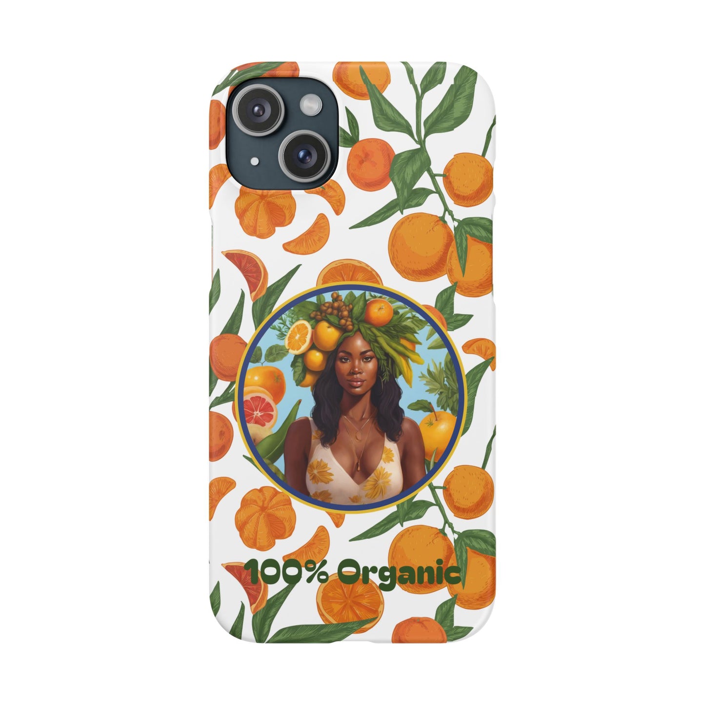 100% Organic Orange Plant Garden Snap Phone Case with Black Woman, Veggie Chic for Androids and iPhone models