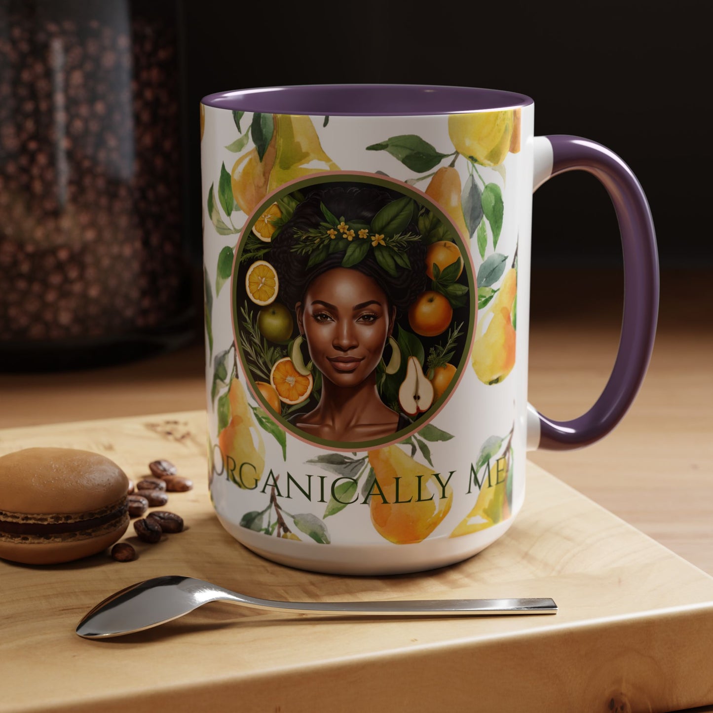 Organically Me Yellow Pear Plant Garden Vegan Ceramic Plant Mug with Black woman (11oz) 8 Color Combos