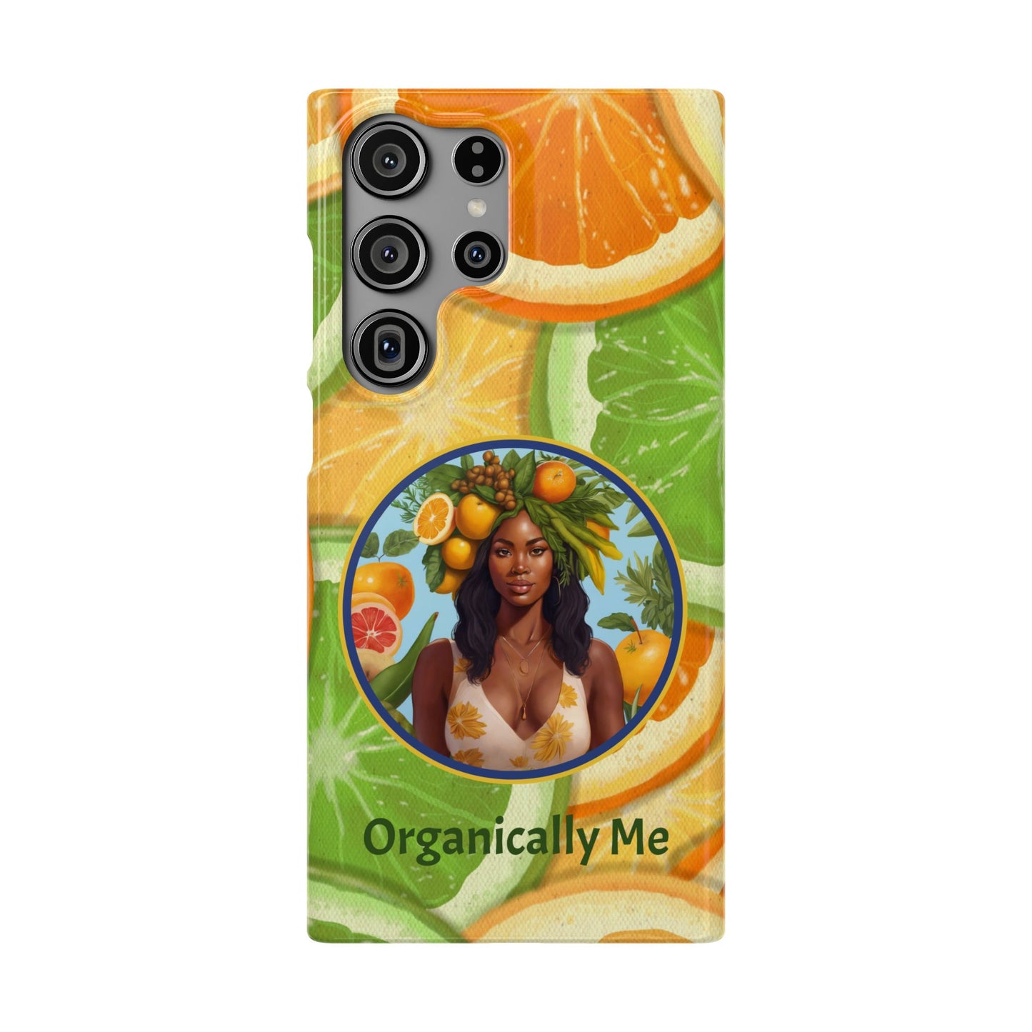 Organically Me Citrus Fruits Garden Snap Phone Case with Black Woman, Veggie Chic for Androids and iPhone models