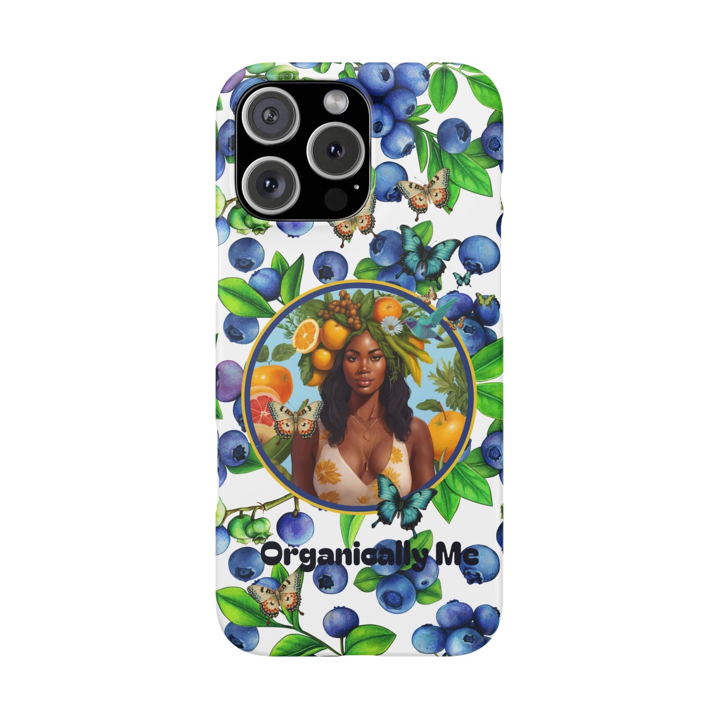 Organically Me Blueberry Plant B Garden Snap Phone Case with Black Woman, for iPhone and Android