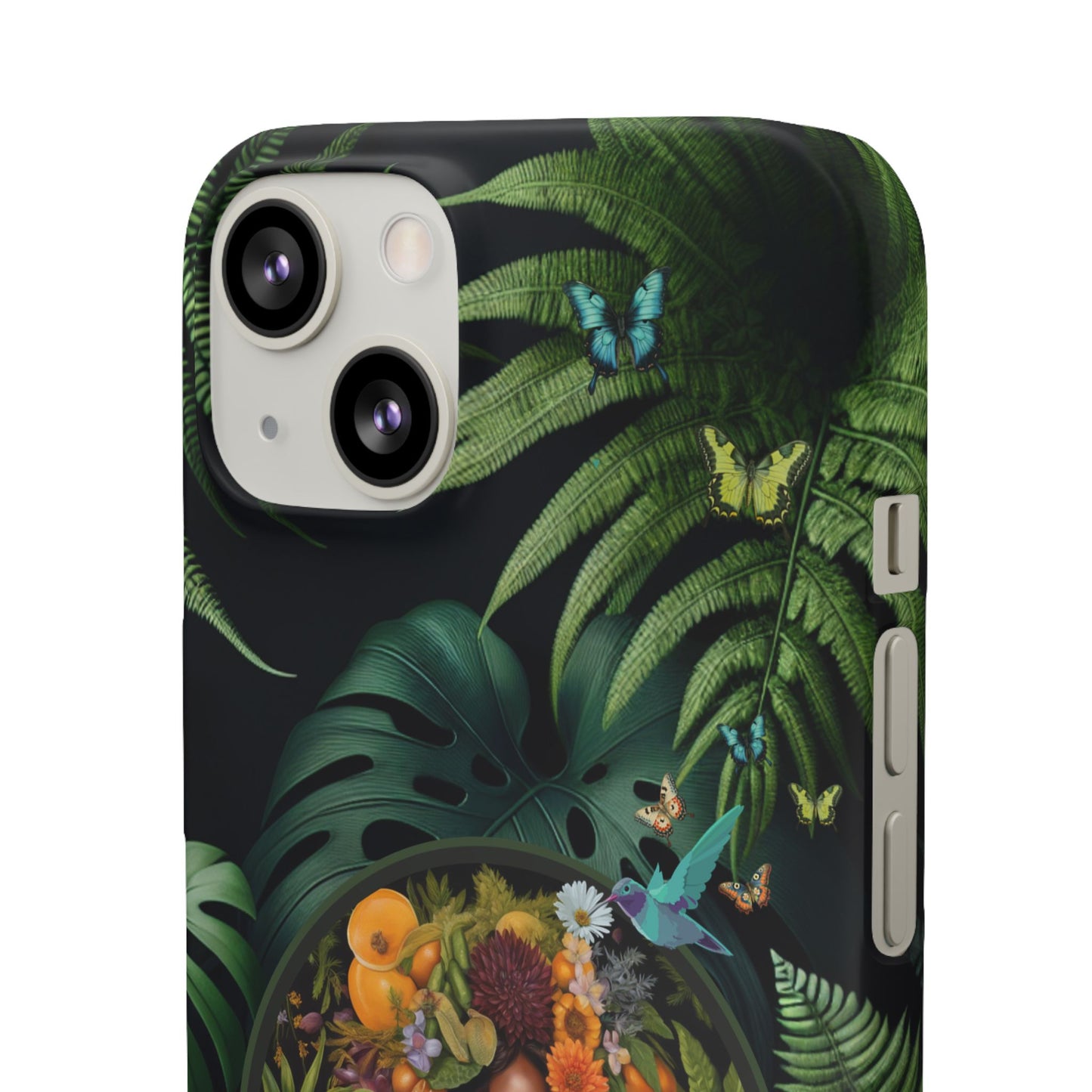 100% Organic A Fern Monstera Plant Garden Snap Phone Case with Black Woman, for iPhone and Android Models