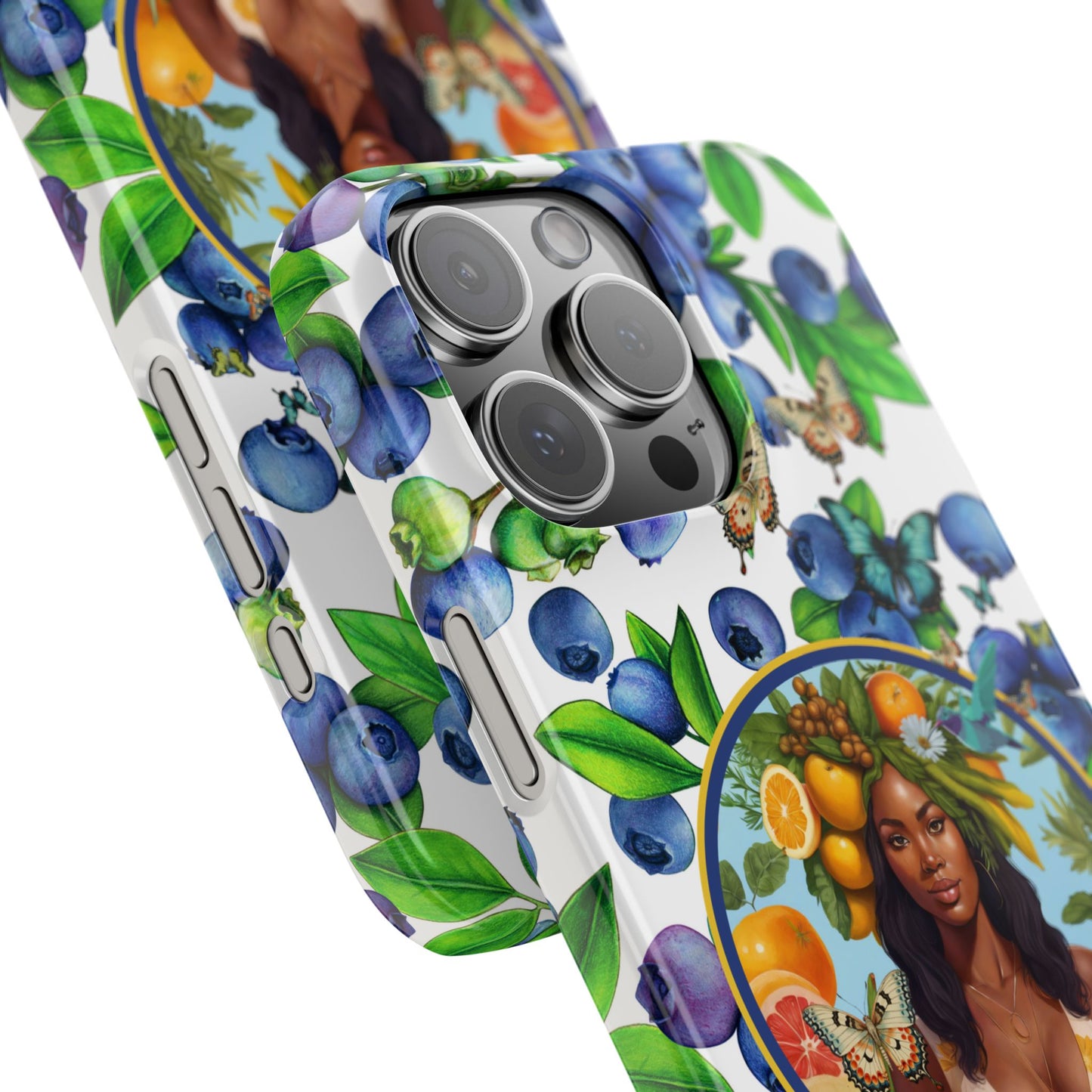 Organically Me Blueberry Plant B Garden Snap Phone Case with Black Woman, for iPhone and Android