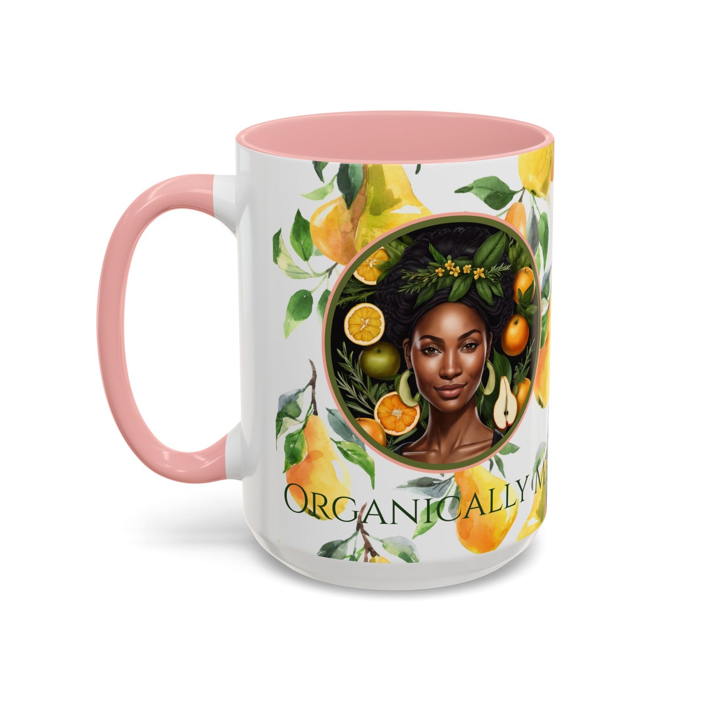 Organically Me Yellow Pear Plant Garden Vegan Ceramic Plant Mug with Black woman (11oz) 8 Color Combos