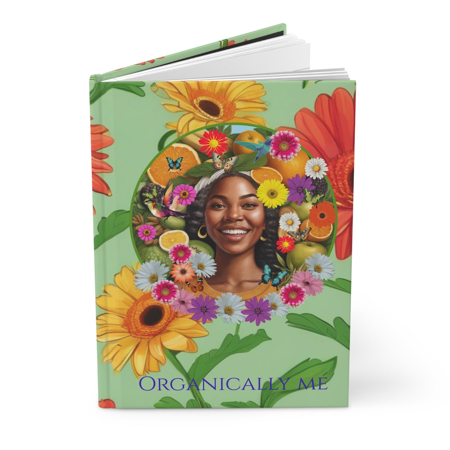 Organically Me A Joy Daisy Plant Garden & Vegan Hardcover Journal, Matte 150 pages, Black women