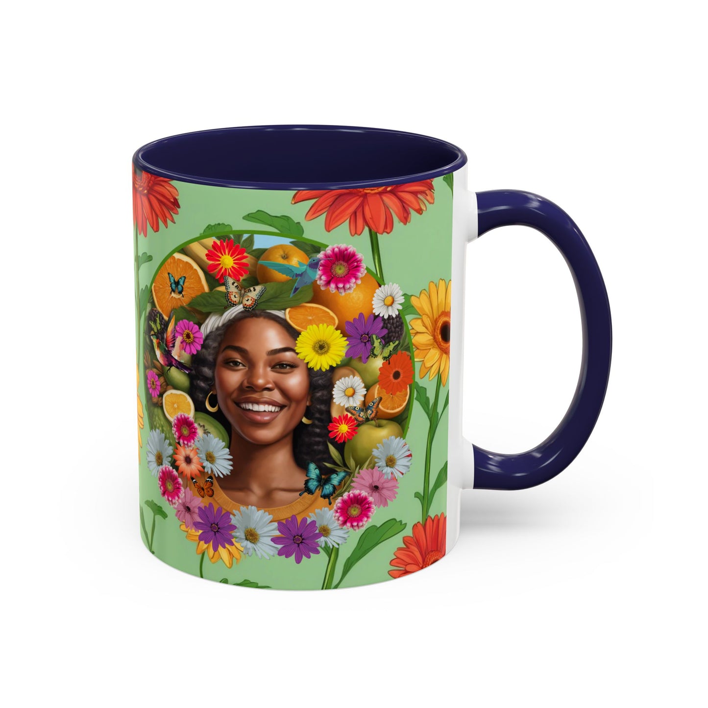 Organically Me A Joy Daisy Plant Garden Vegan Ceramic Plant Mug with Black woman (11oz) 8 Color Combos