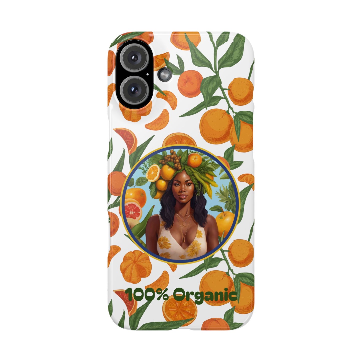 100% Organic Orange Plant Garden Snap Phone Case with Black Woman, Veggie Chic for Androids and iPhone models