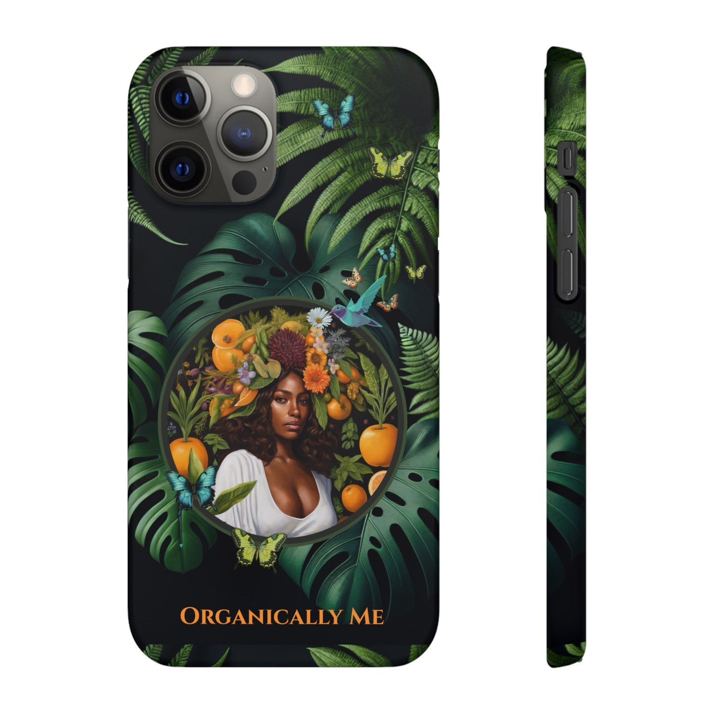 100% Organic A Fern Monstera Plant Garden Snap Phone Case with Black Woman, for iPhone and Android Models