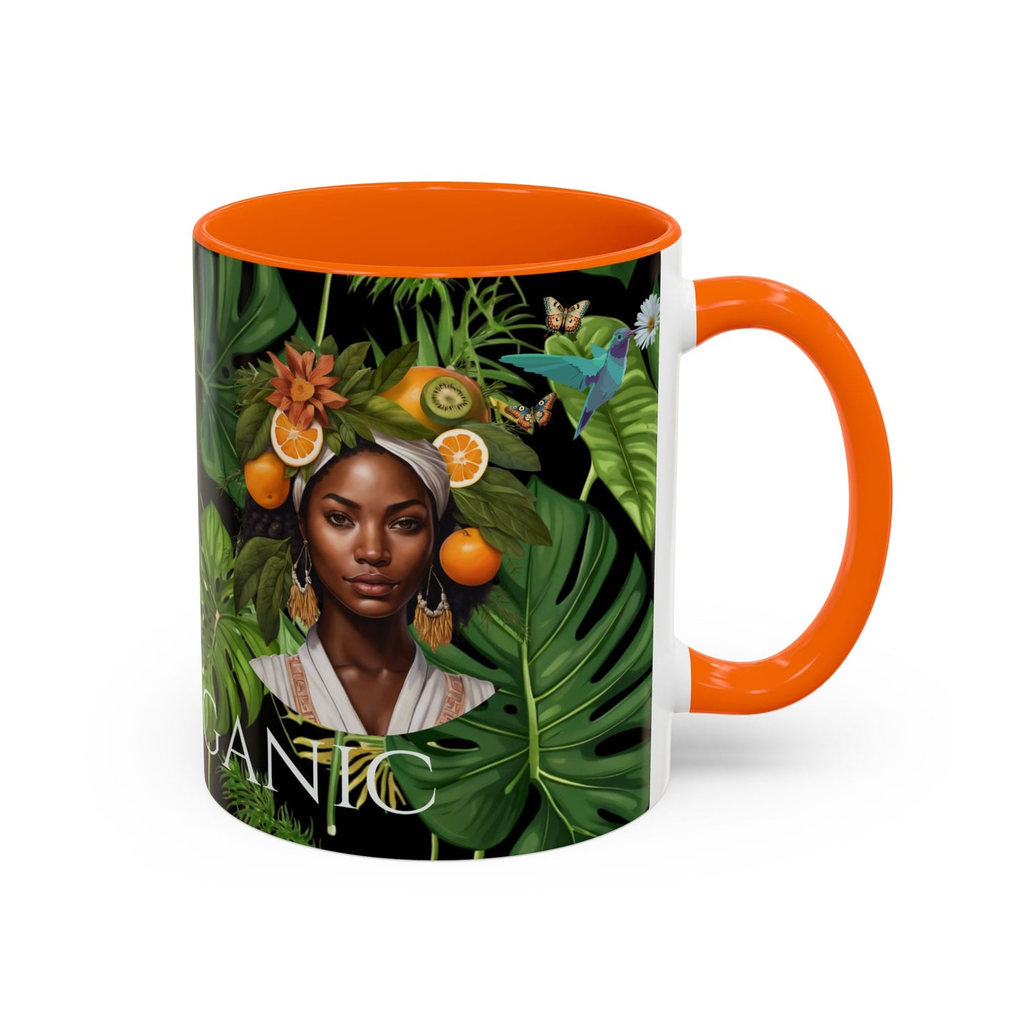 100% Organic Black Jungle Plant Garden Vegan Ceramic Plant Mug with (11oz) 8 Color Combos Double-Side Design